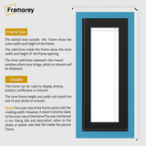 Panoramic Blue Picture Frame With Black Mount Wall Decor Frame