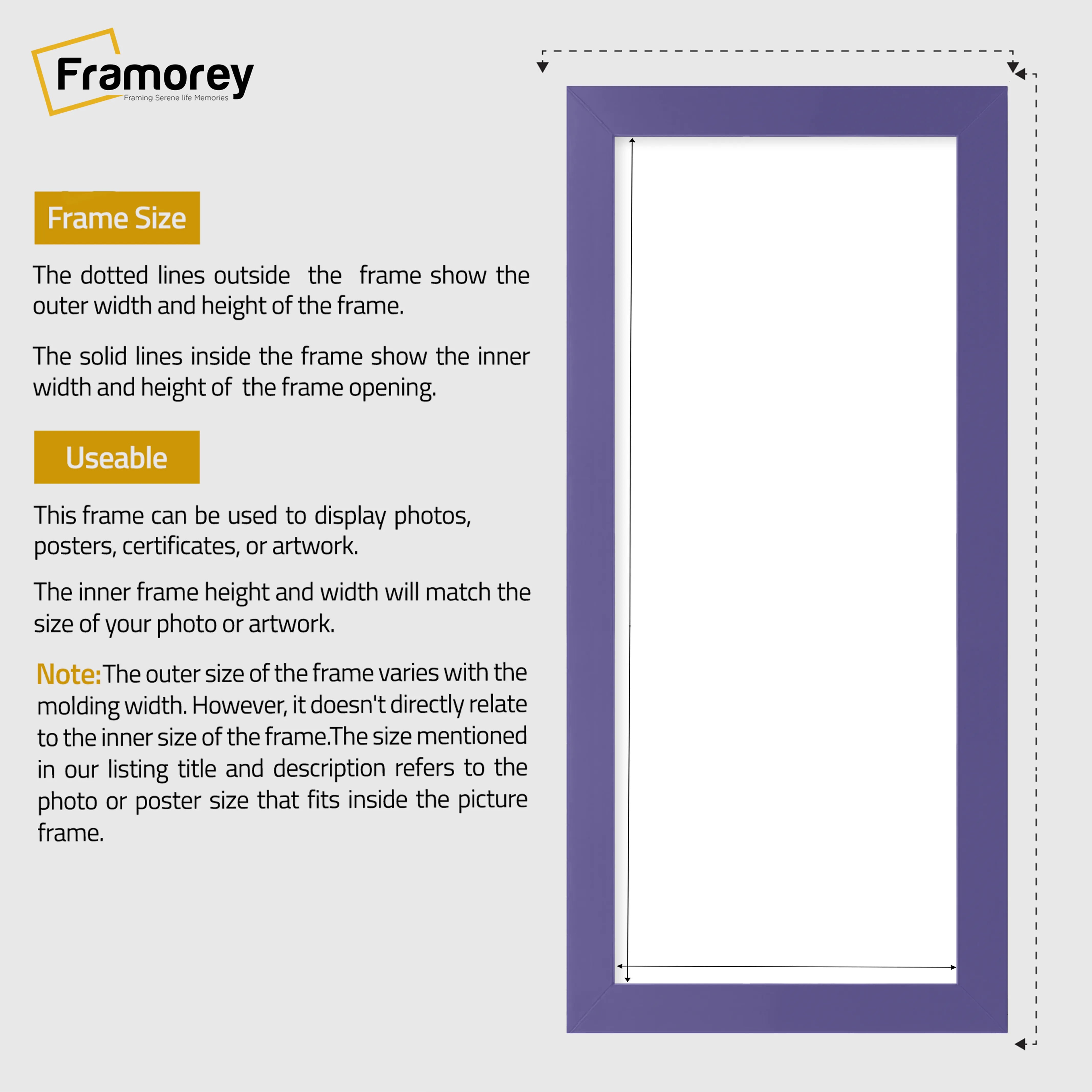 Panoramic Size Purple Picture Frames Wall D?cor Frame