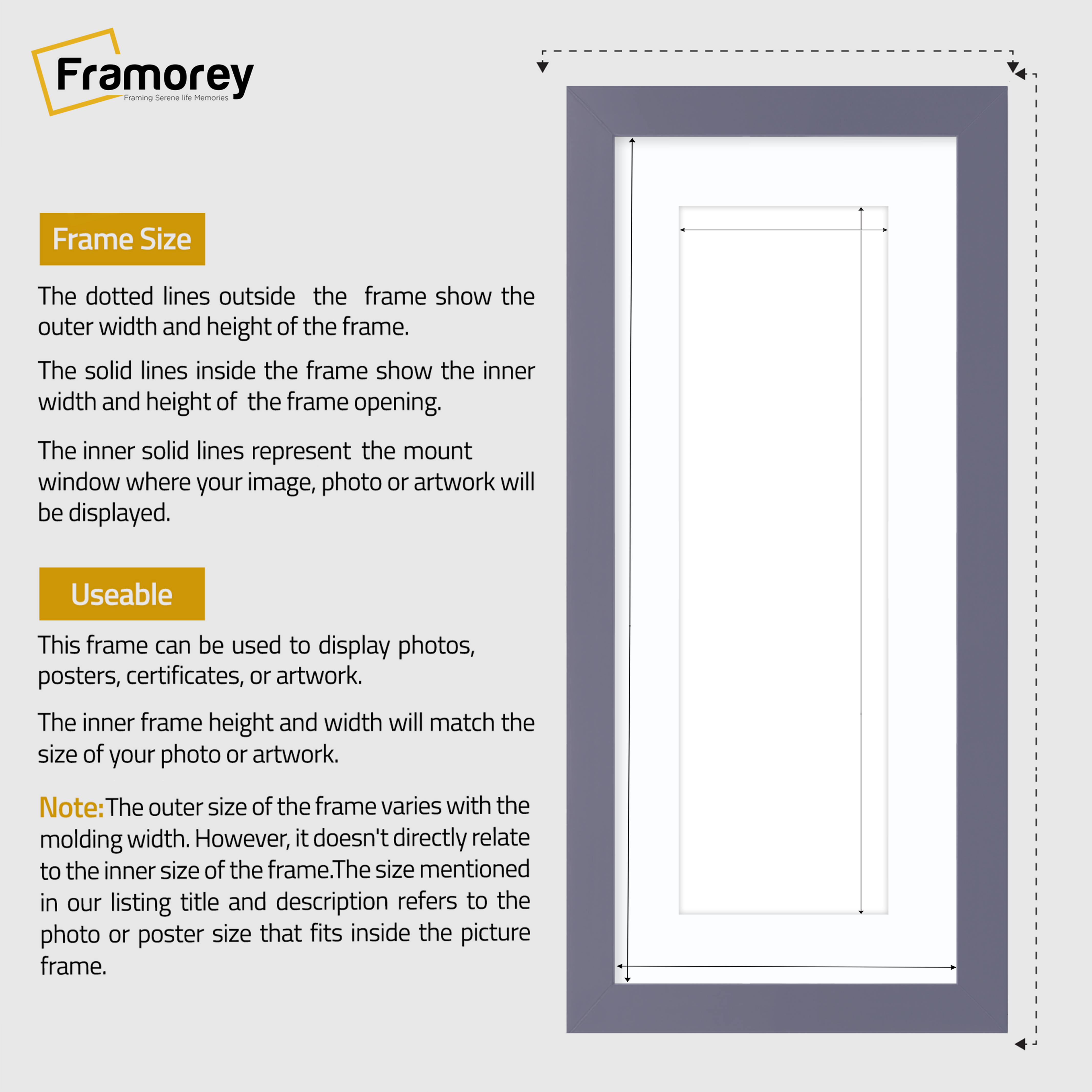 Panoramic Purple Picture Frame With White Mount