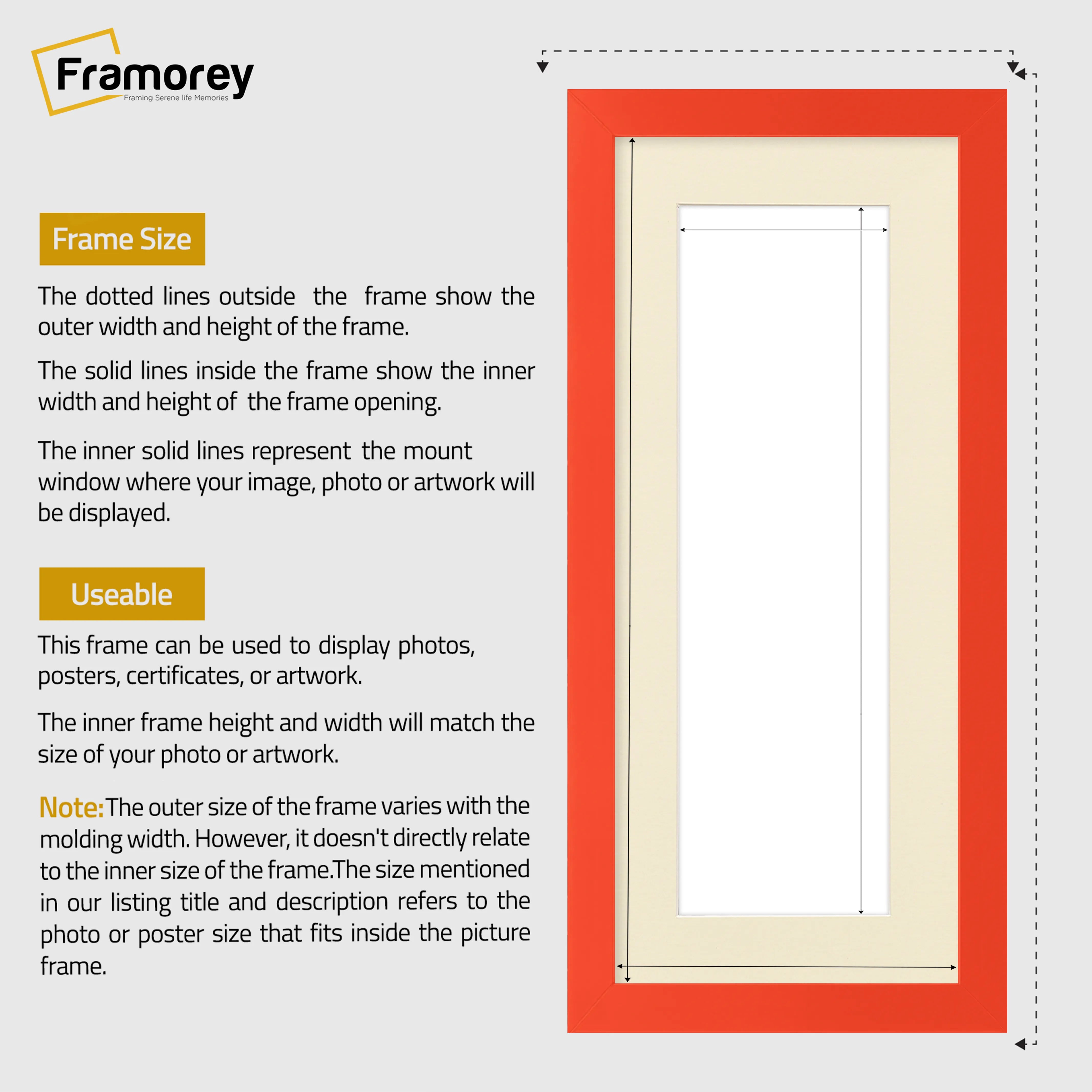 Panoramic Red Picture Frame With Ivory Mount Wall Decor Frame