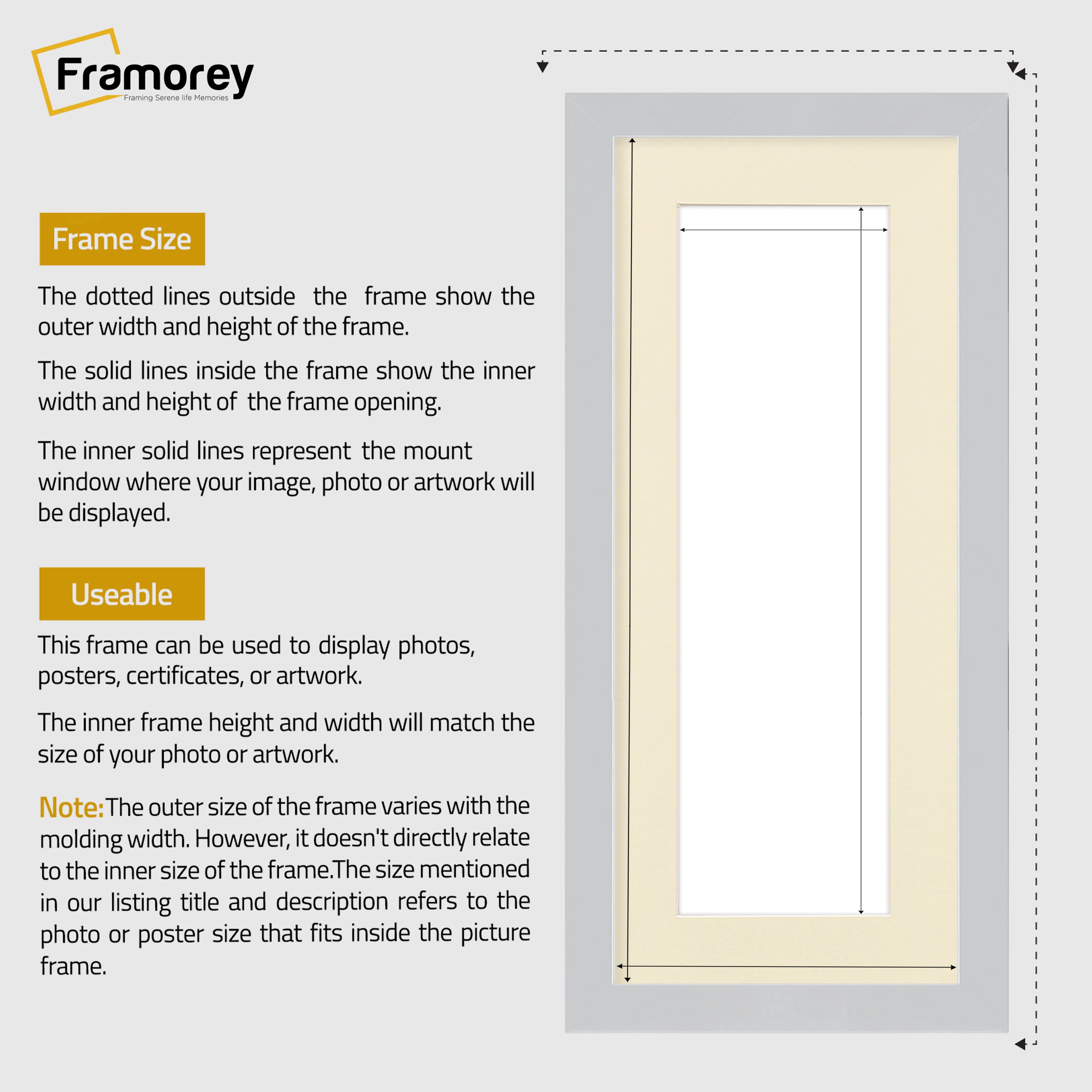 Panoramic Silver Picture Frame With Ivory Mount Wall Decor Frame