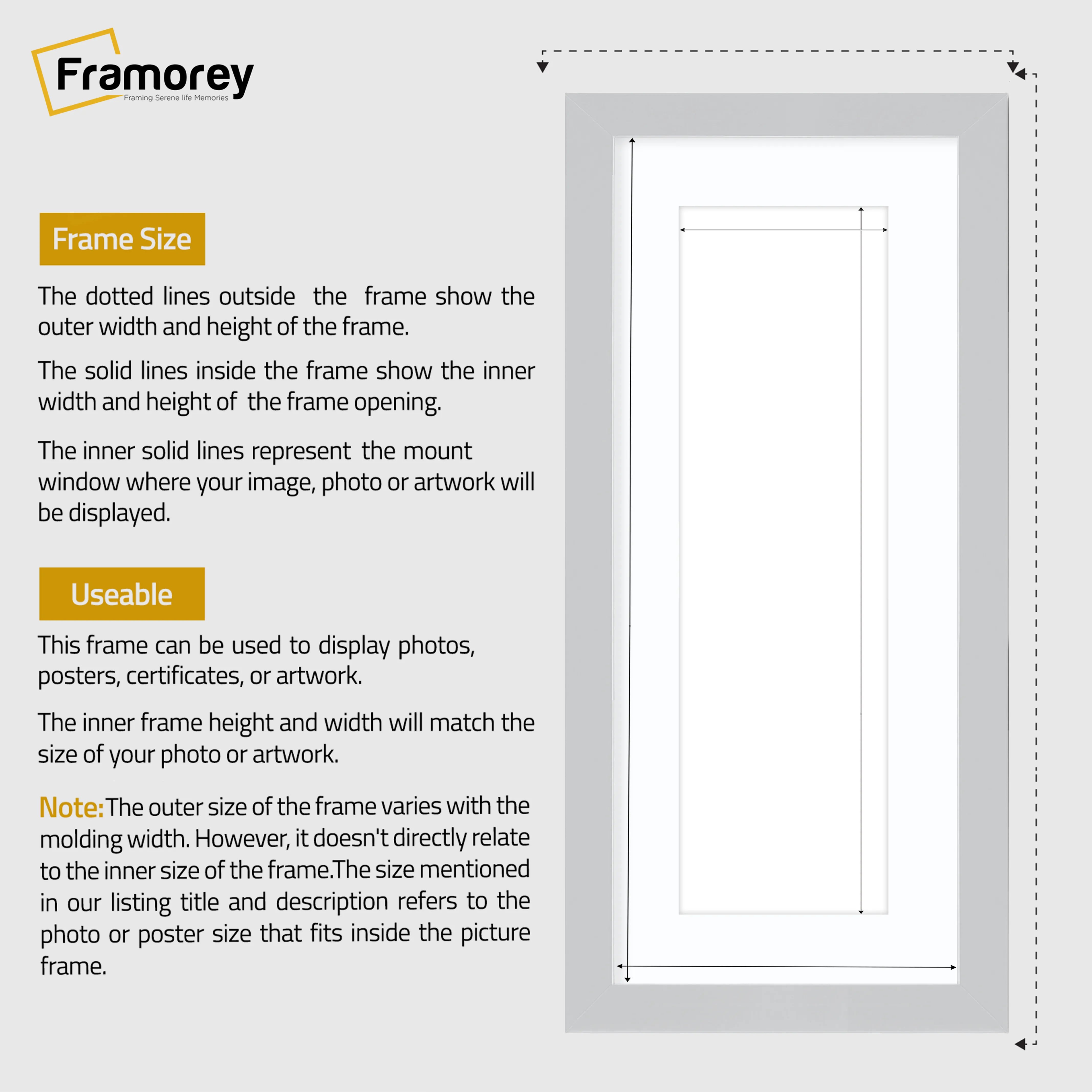 Panoramic Silver Picture Frame With White Mount