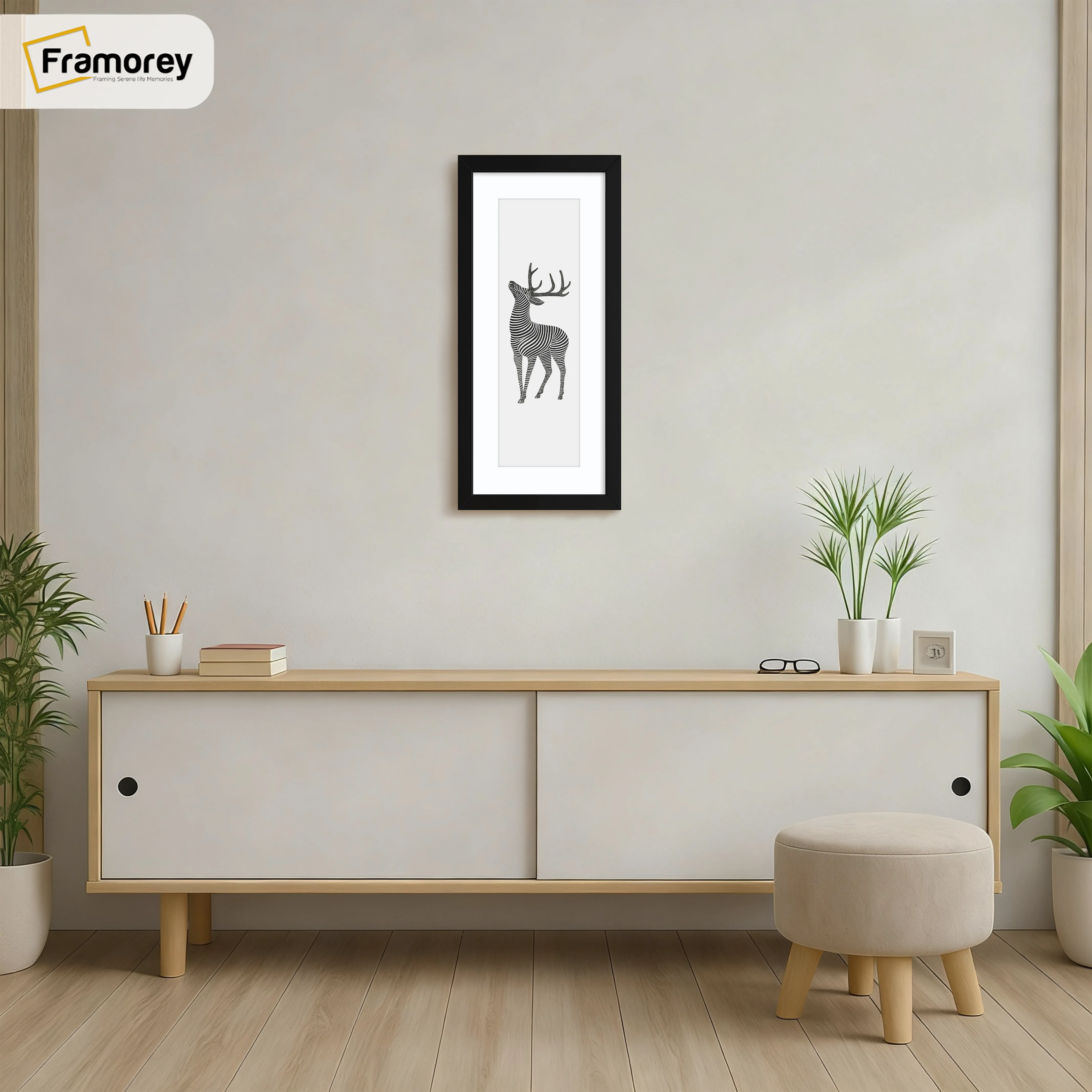 Thin Matt Panoramic Black Picture Frames With White Mount