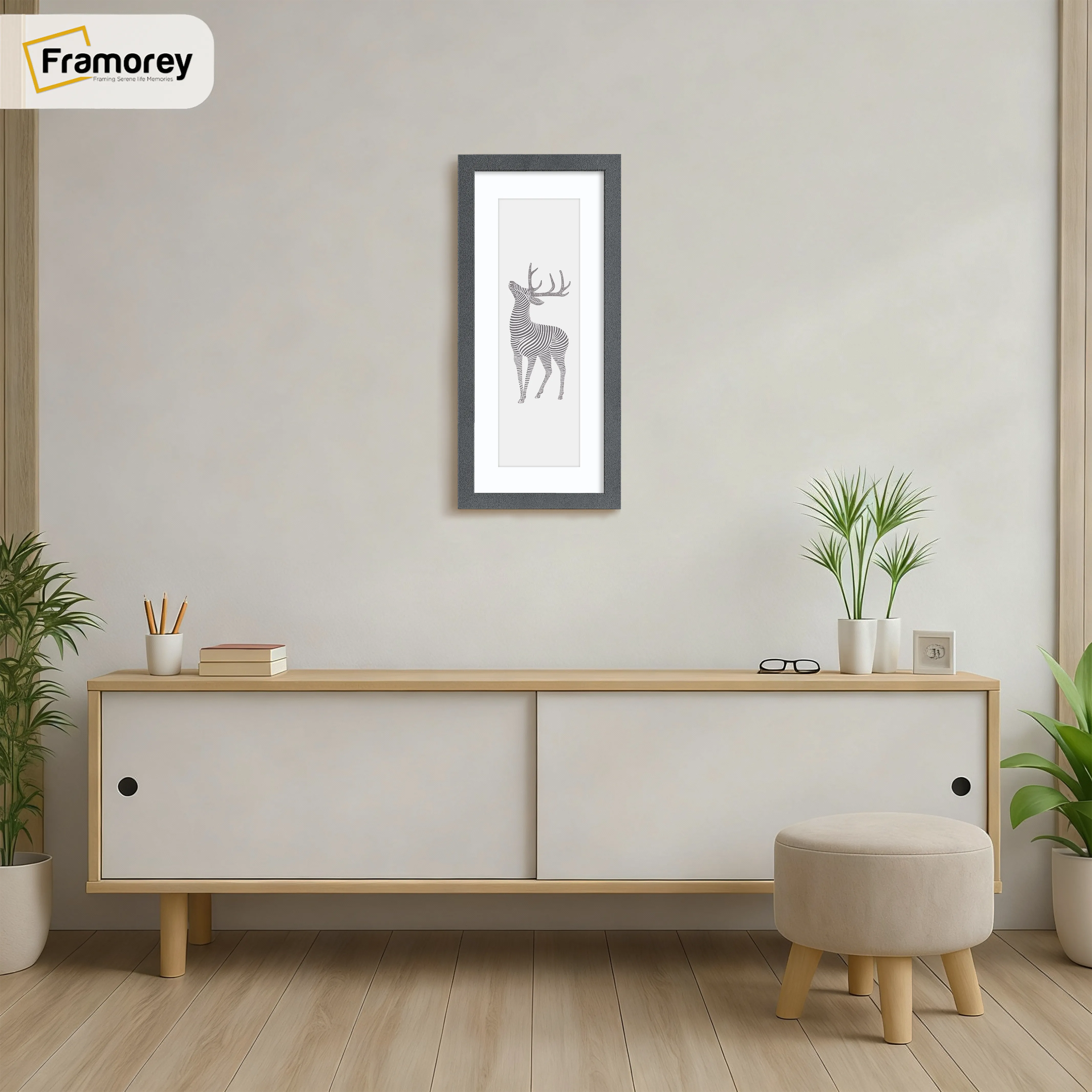 Thin Matt Panoramic Dark Grey Picture Frames With White Mount