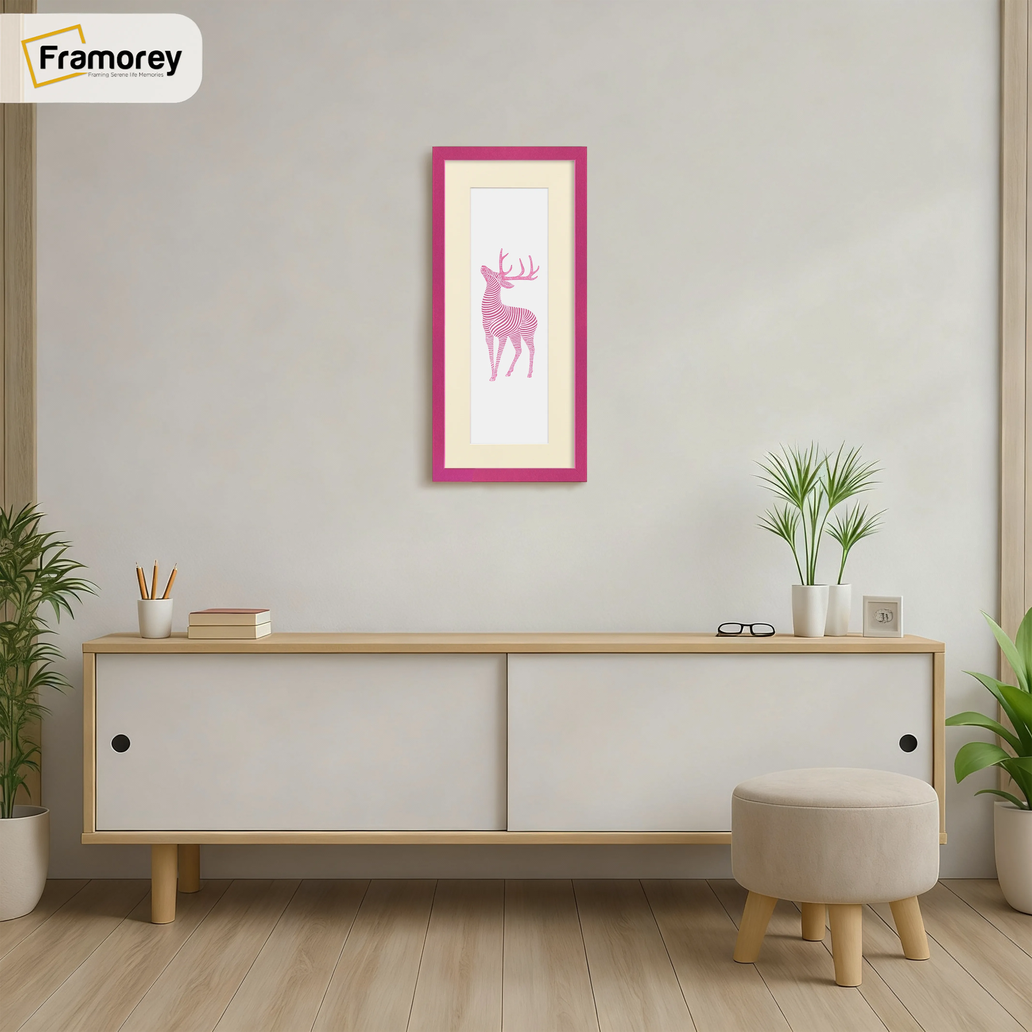 Thin Matt Panoramic Pink Picture Frames With Ivory Mount