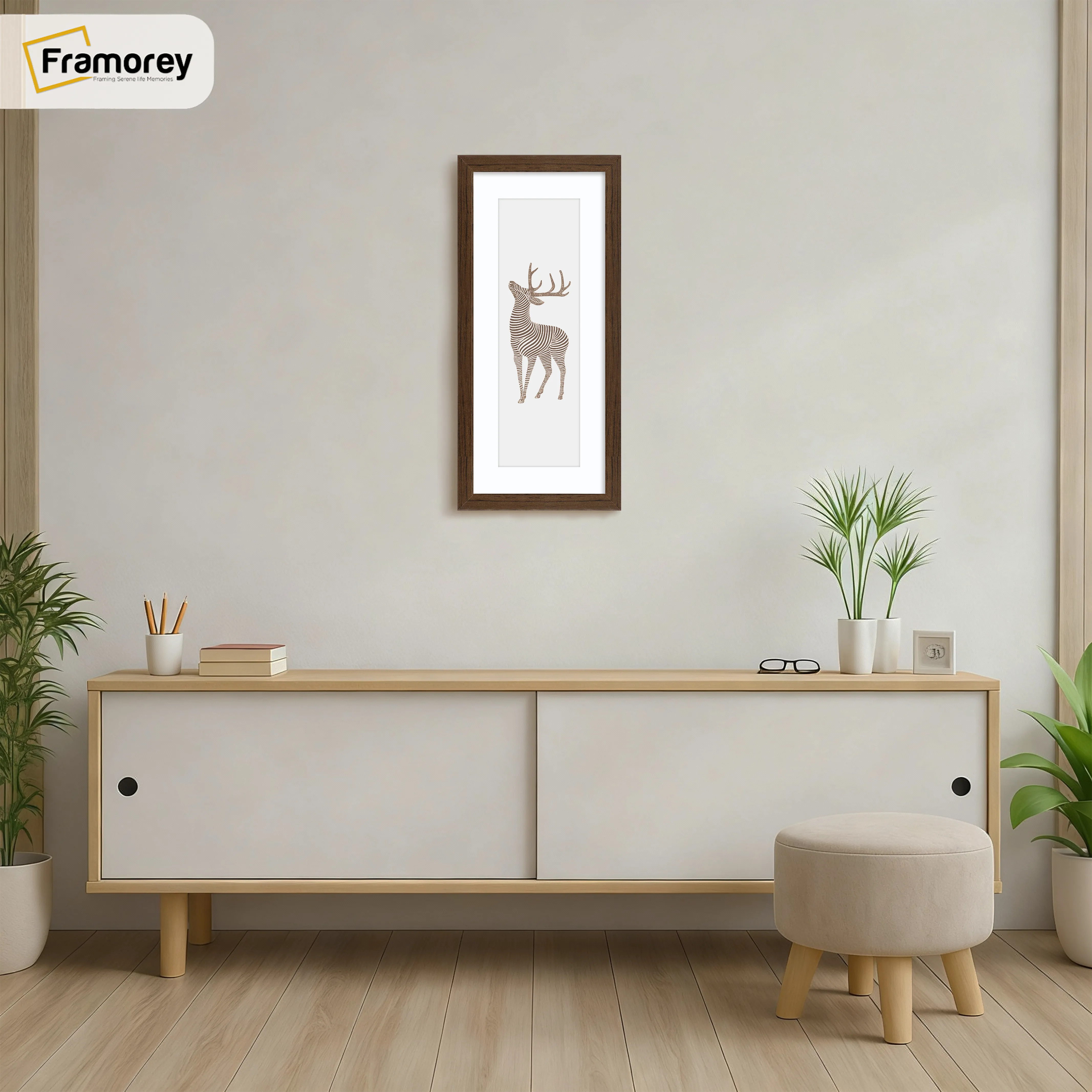 Thin Matt Panoramic Walnut Picture Frames With White Mount