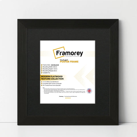 Square Size Thin Ash Black Frame With Black Mount