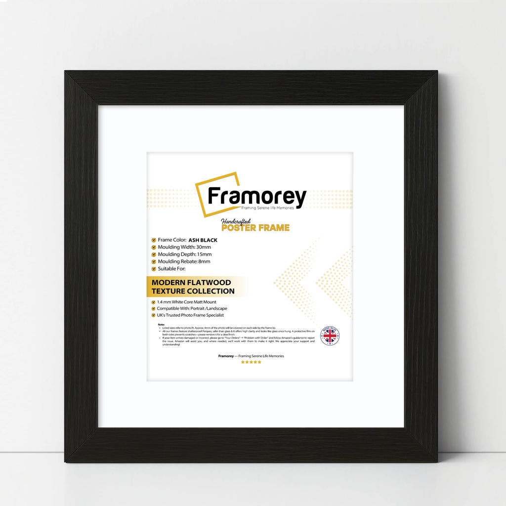 Square Size Thin Ash Black Frame With White Mount
