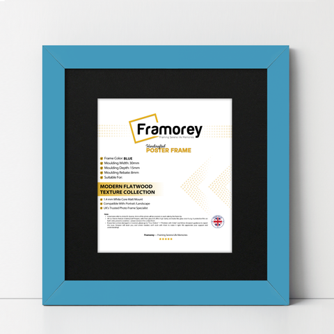Square Blue Picture Frame with Black mount Wall Art Photo Frames