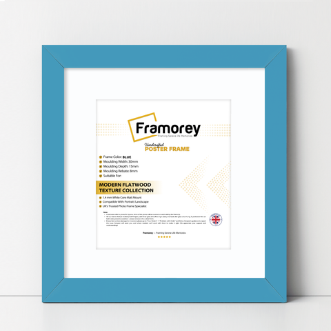 Square Blue Picture Frame with White mount Wall Art Photo Frames