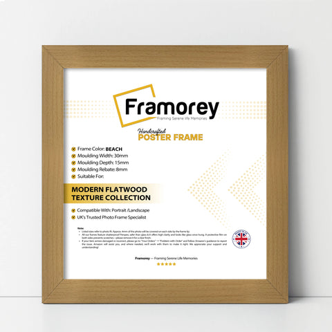 Square Size Beech Picture Frame Wall Decor Frames