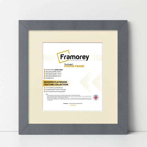 Square Dark Grey Picture Frame With Ivory Mount