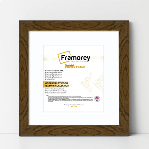 Square Size Dark Oak Picture Frame With White Mount