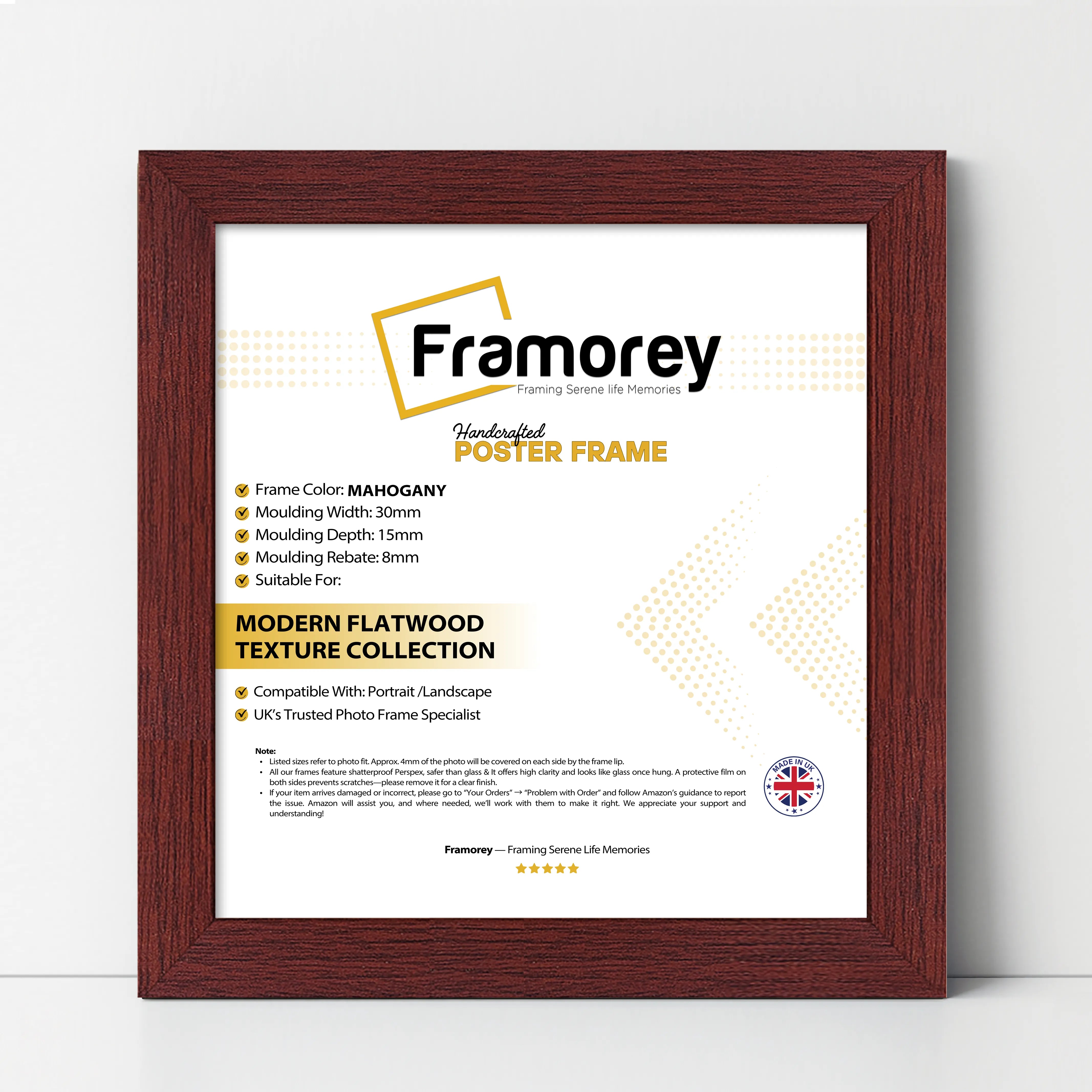 Square Size Mahogany Picture Frame Photo Frames