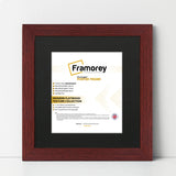 Square Size Mahogany Picture Frame With Black Mount