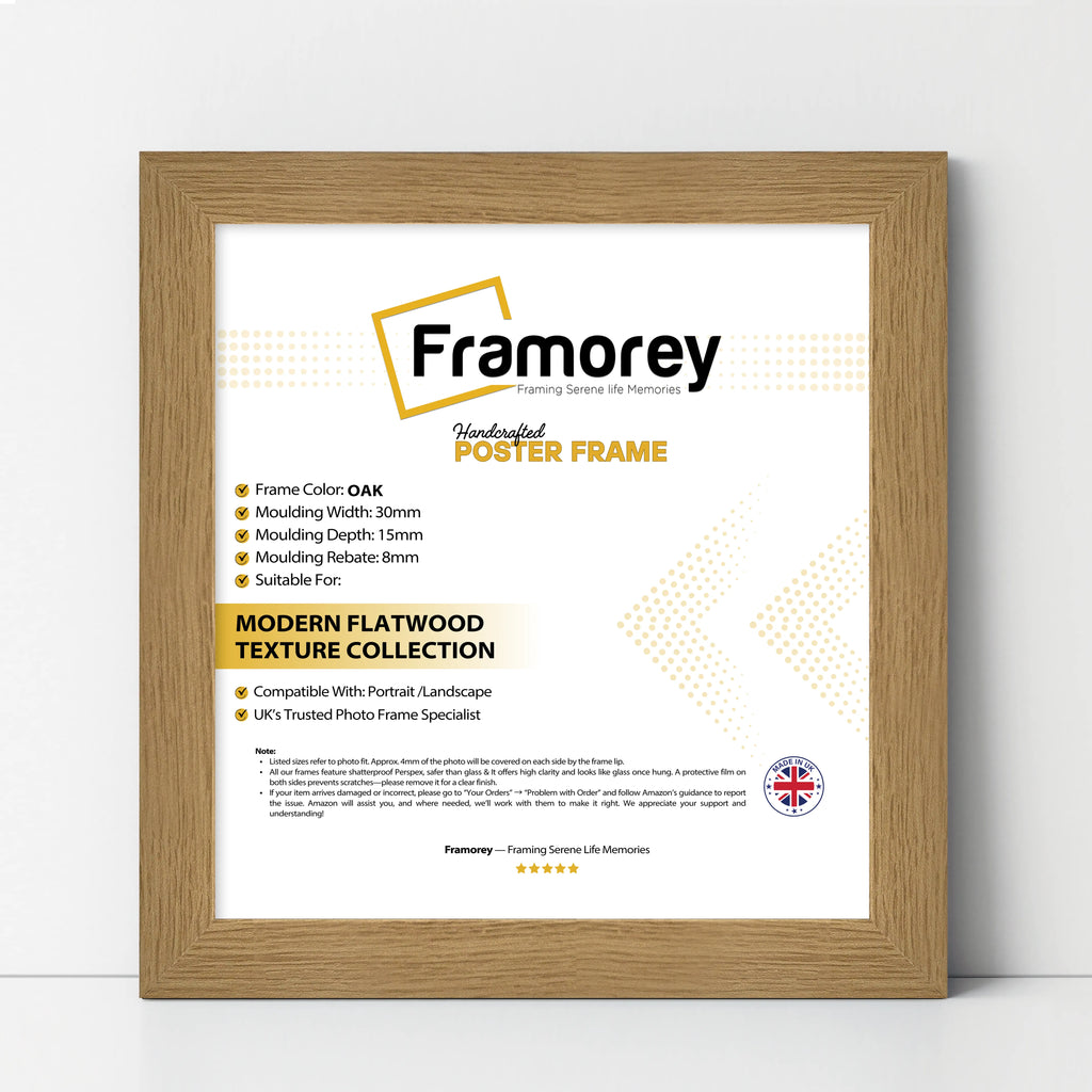 Square Size Oak Picture Frame Wall Art Photo Frames