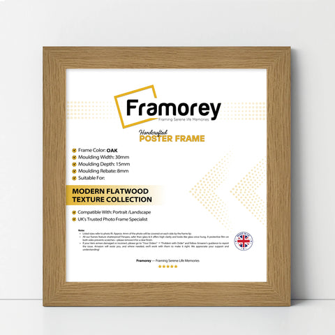 Square Size Oak Picture Frame Wall Art Photo Frames
