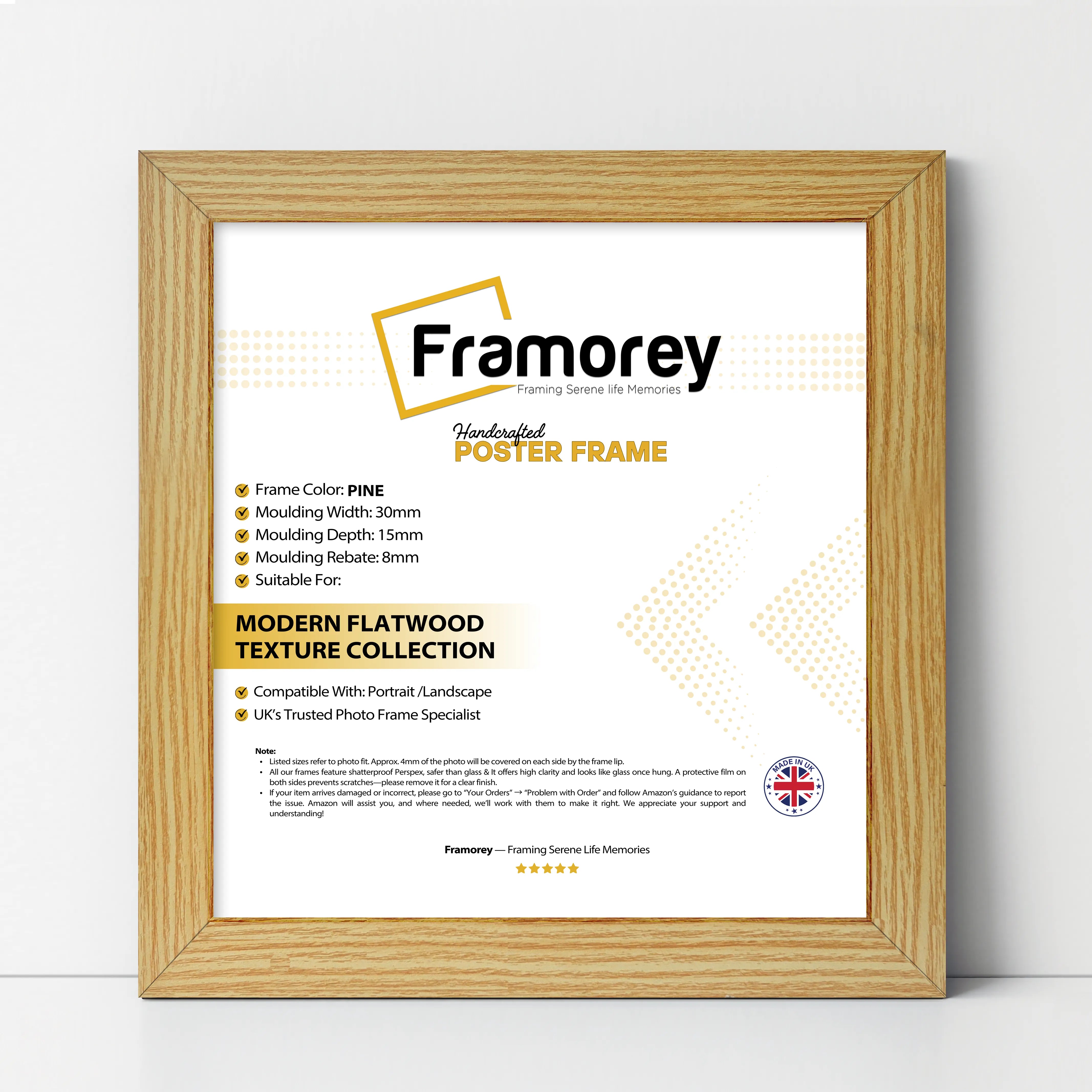 Square Size Pine Picture Frame Wall Decor Frames