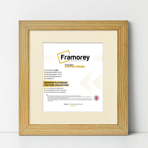 Square Size Pine Picture Frame With Ivory Mount
