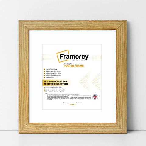Square Size Pine Picture Frame With White Mount