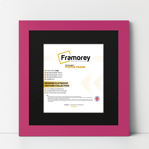 Square Size Pink Picture Frame With Black Mount