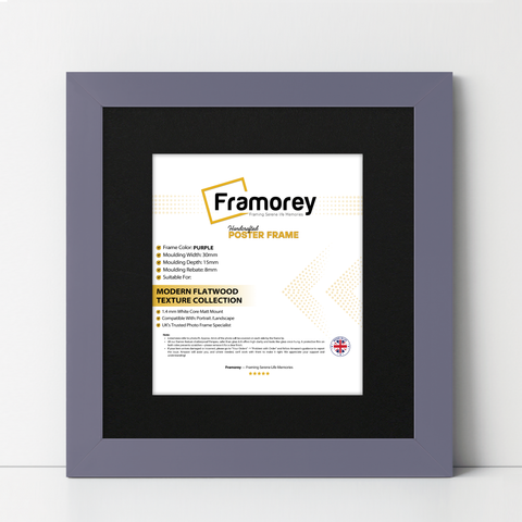 Square Size Purple Picture Frame With Black Mount