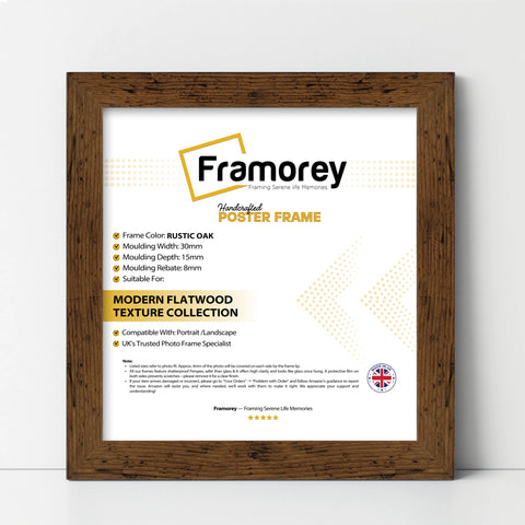 Square Size Rustic Oak Picture Frame Wall Decor Photo Frames