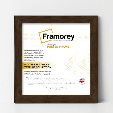 Square Size Walnut Picture Frame Wall Art Frames