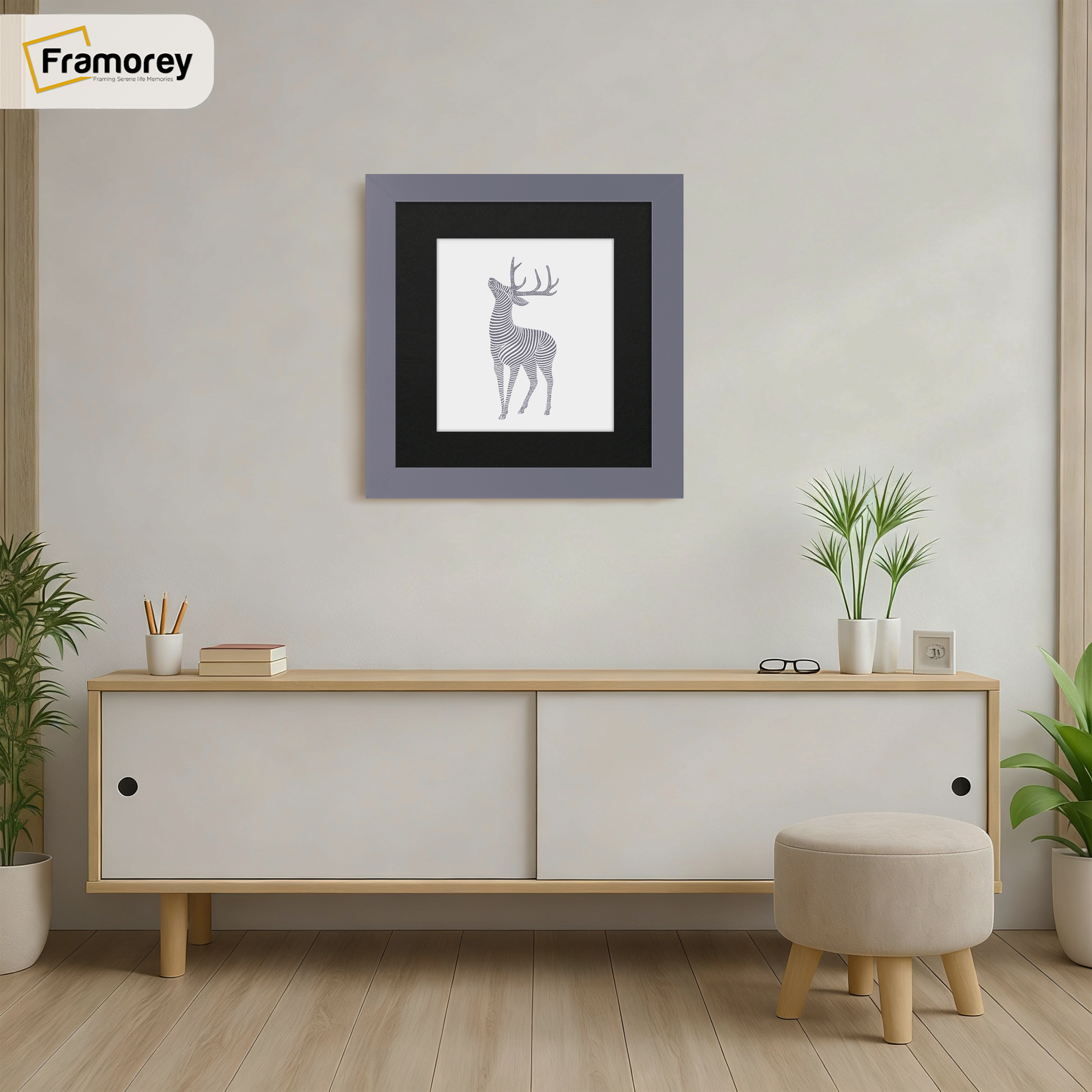 Square Size Purple Picture Frame With Black Mount