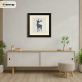 Square Size Thin Ash Black Frame With Ivory Mount