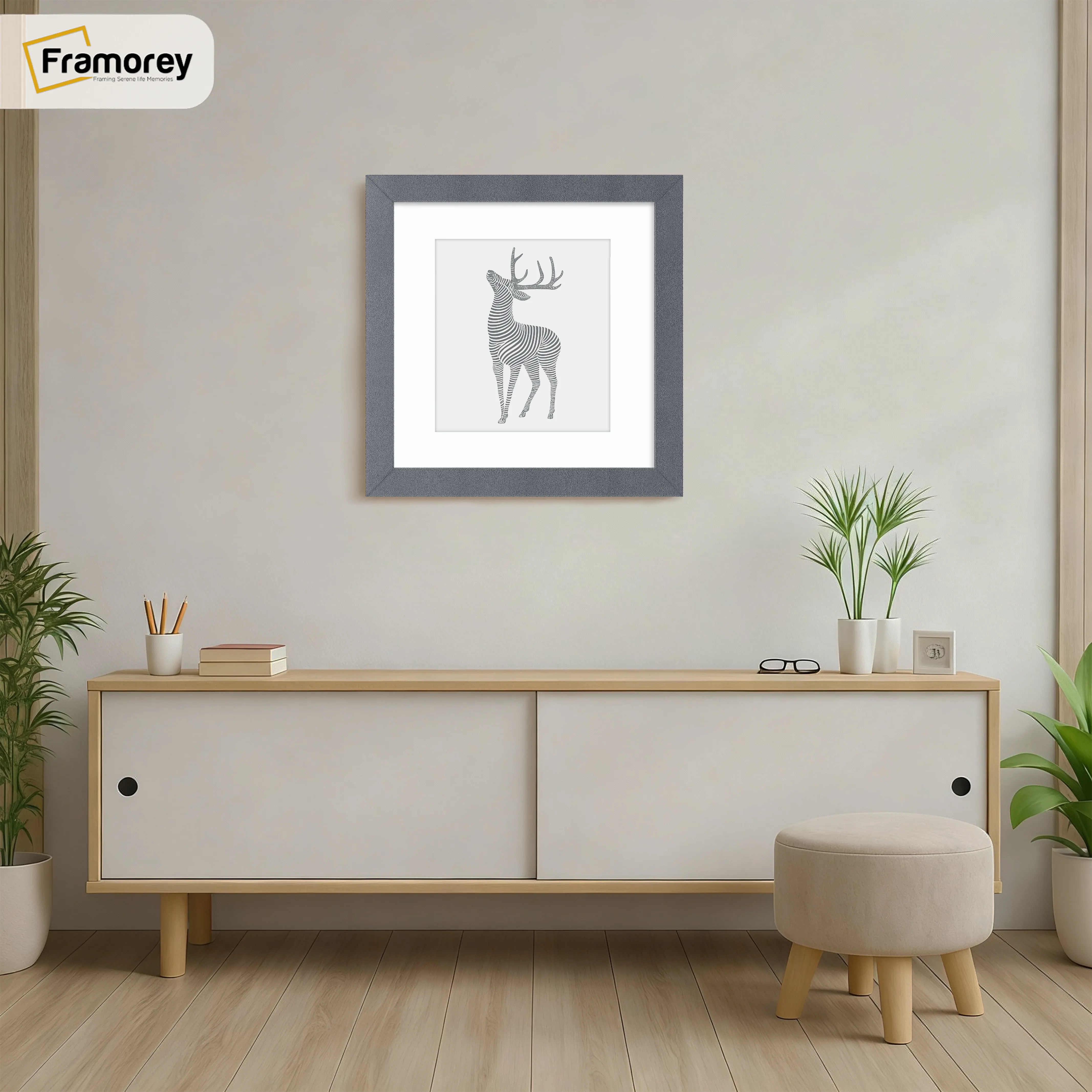 Square Dark Grey Picture Frame With White Mount