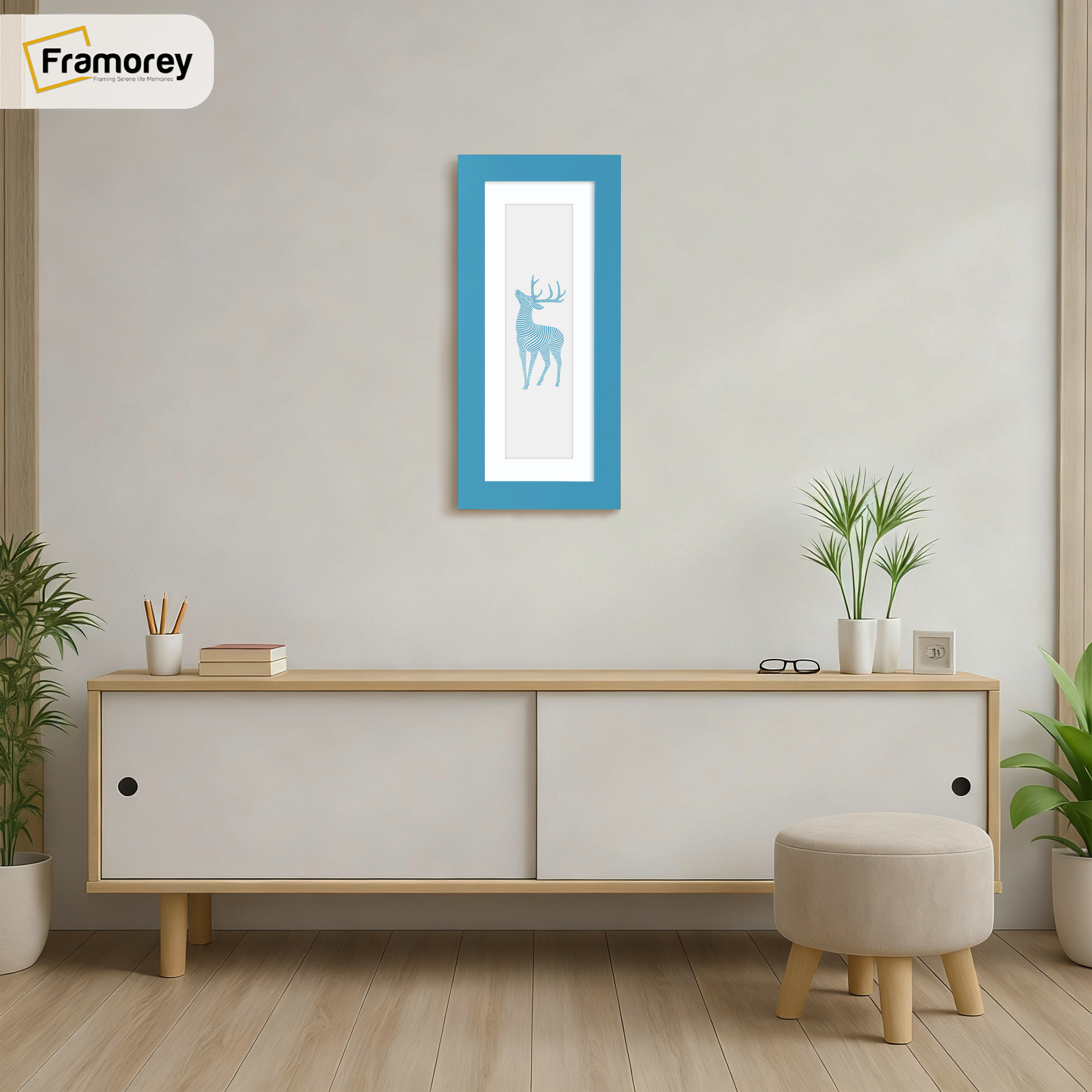 Blue Panoramic Photo Frames With White Mount Wall Decor Frame
