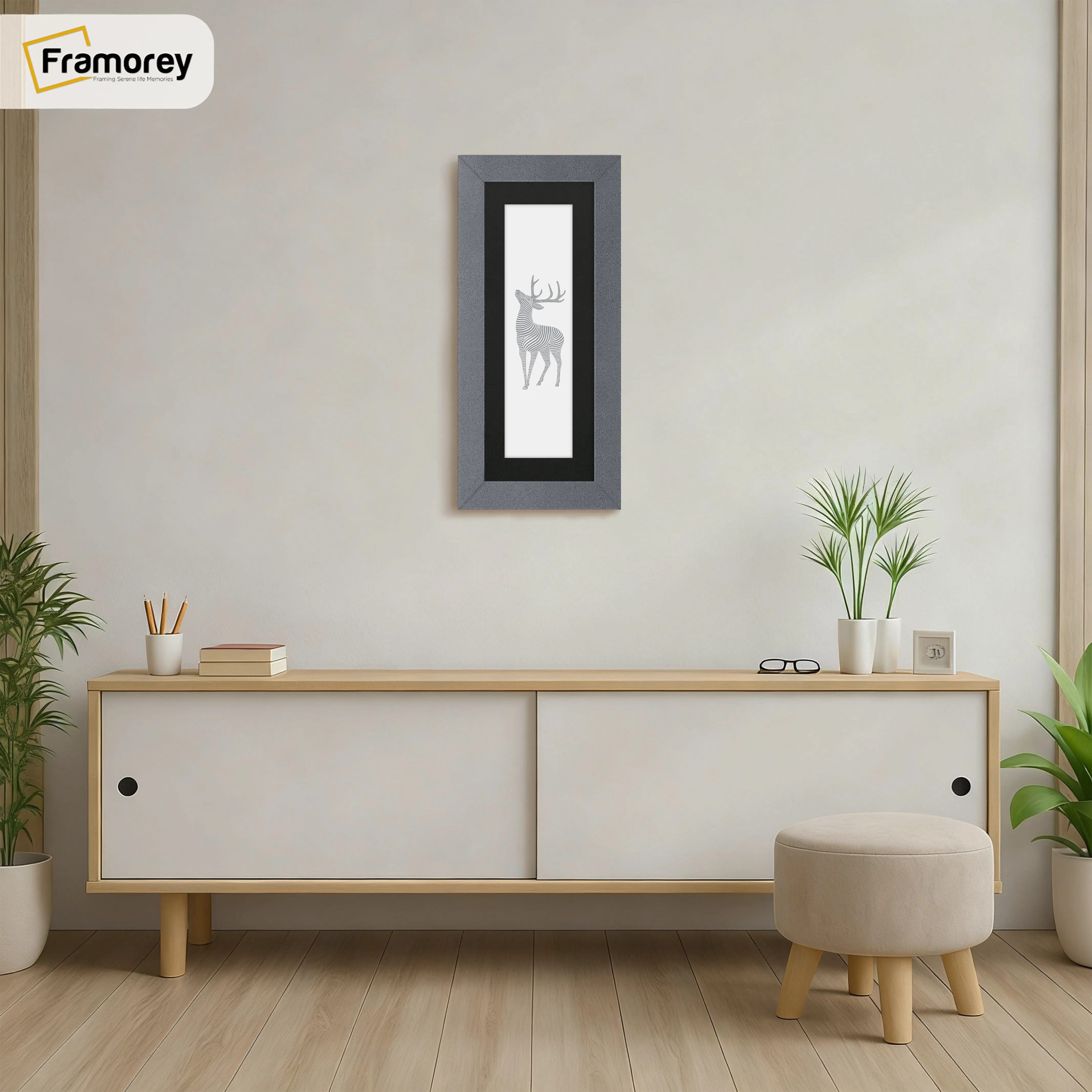 Panoramic Dark Grey Picture Frame With Black Mount Wall Decor Frame