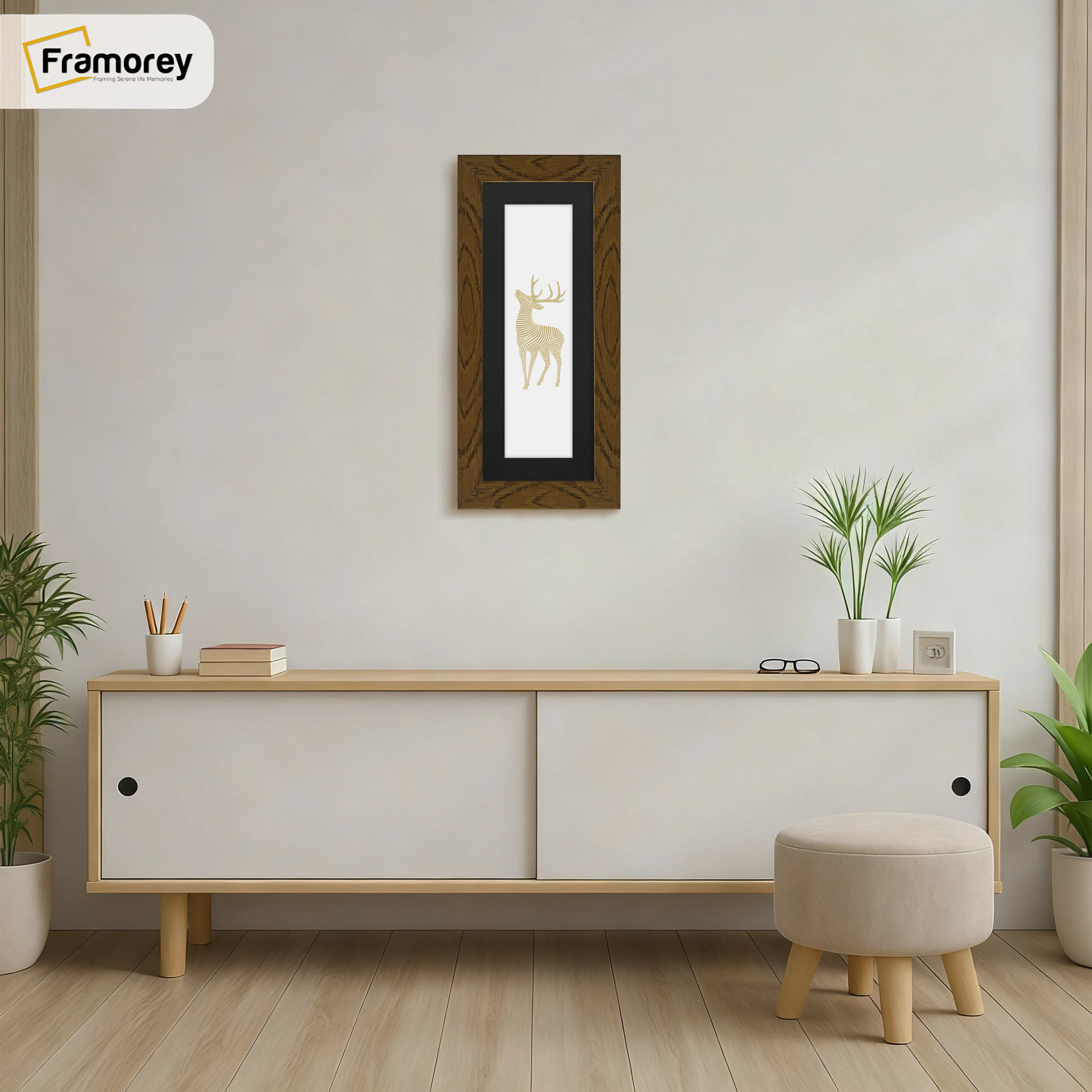 Panoramic Dark Oak Picture Frame With Black Mount Wall Decor Frame