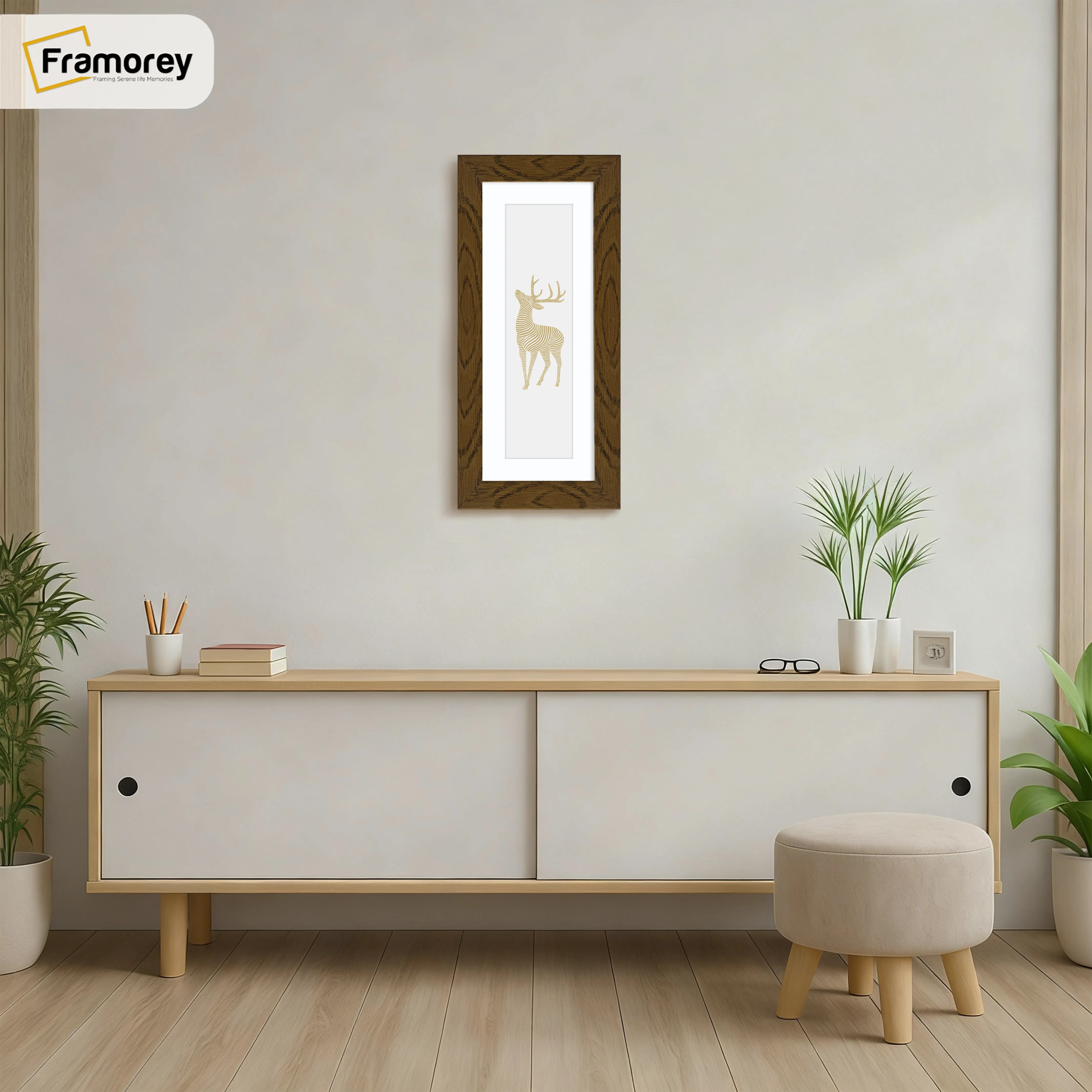 Panoramic Dark Oak Picture Frame With White Mount Wall Decor Frame