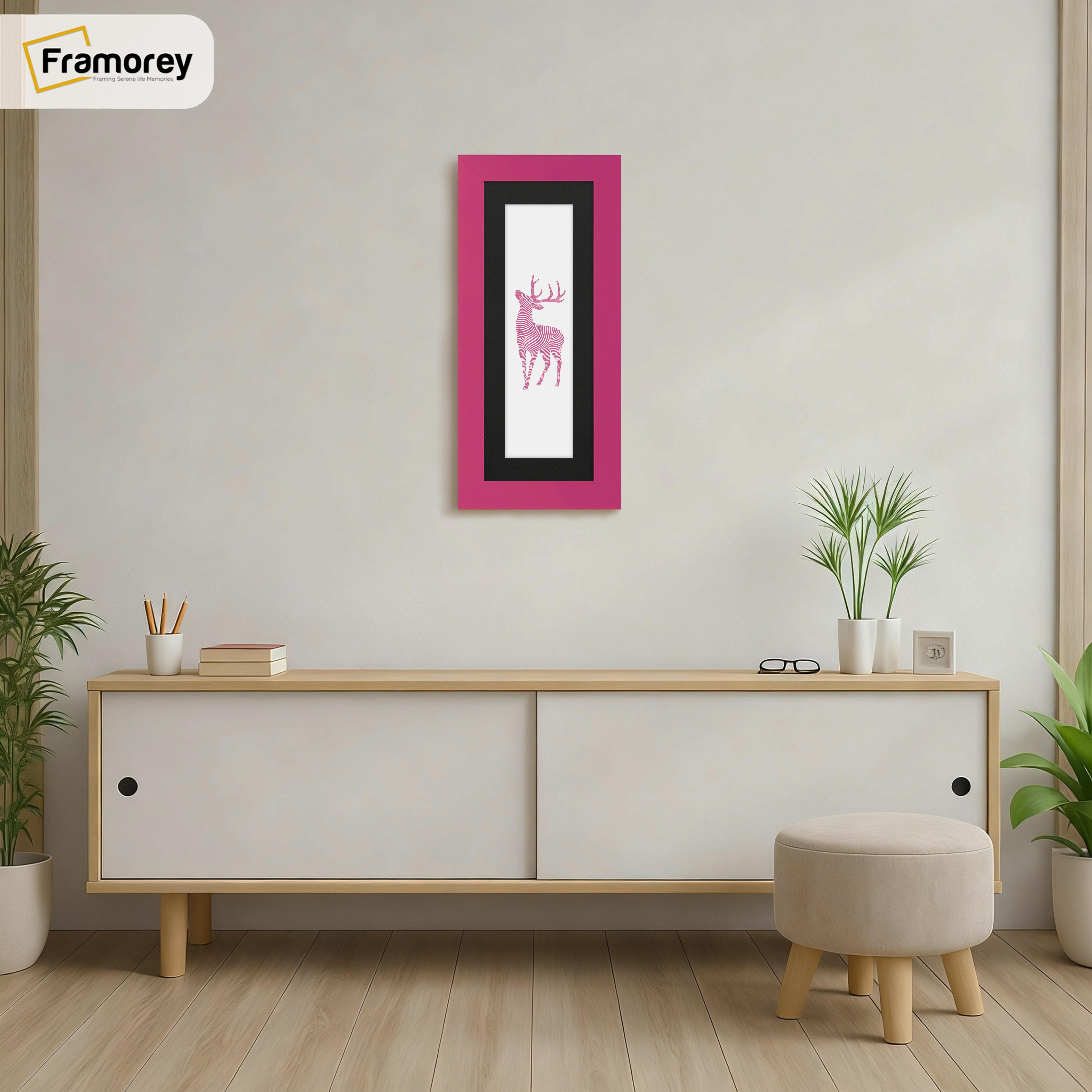 Panoramic Pink Picture Frame With Black Mount Wall Decor Frame