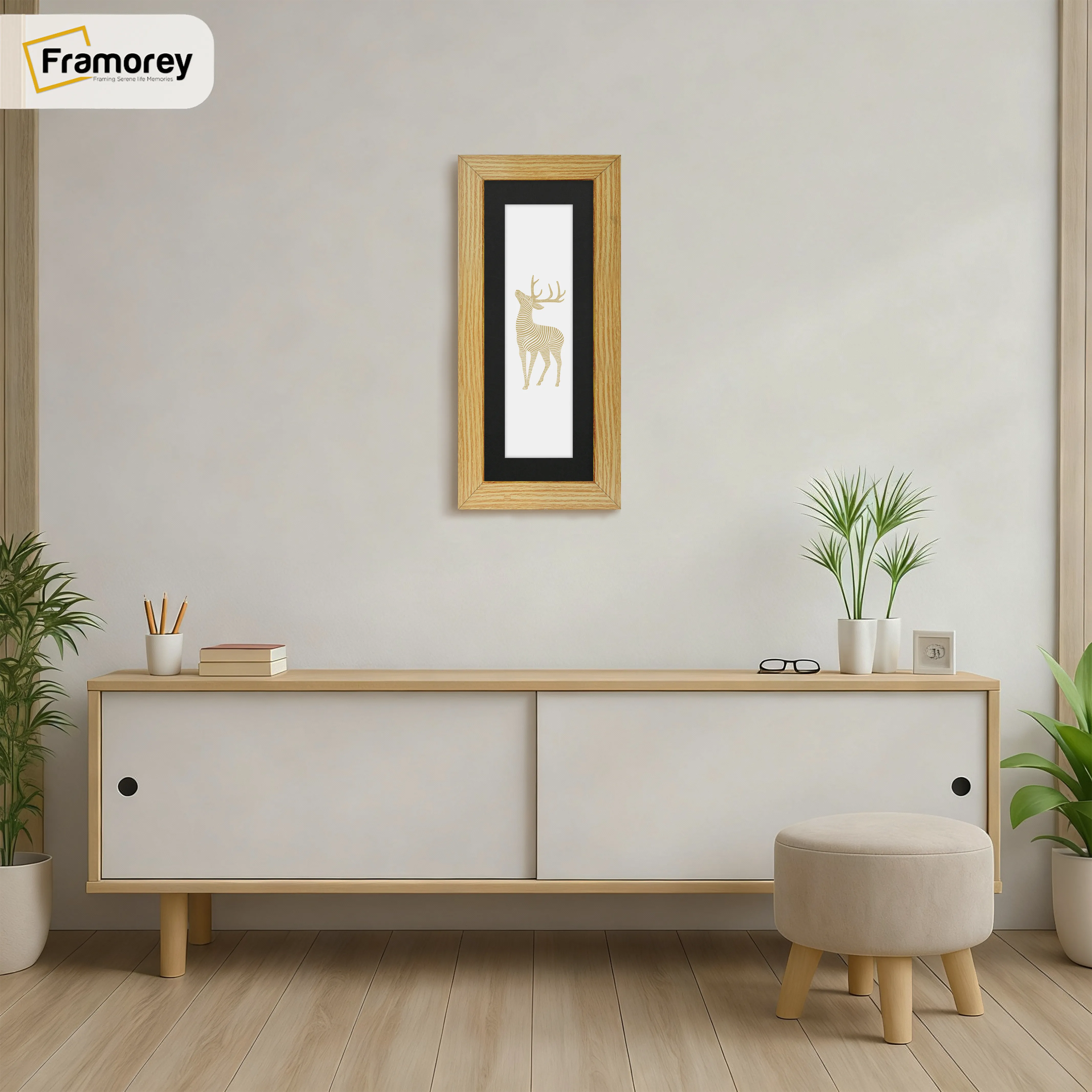 Panoramic Pine Picture Frame With Black Mount Wall Decor Frame