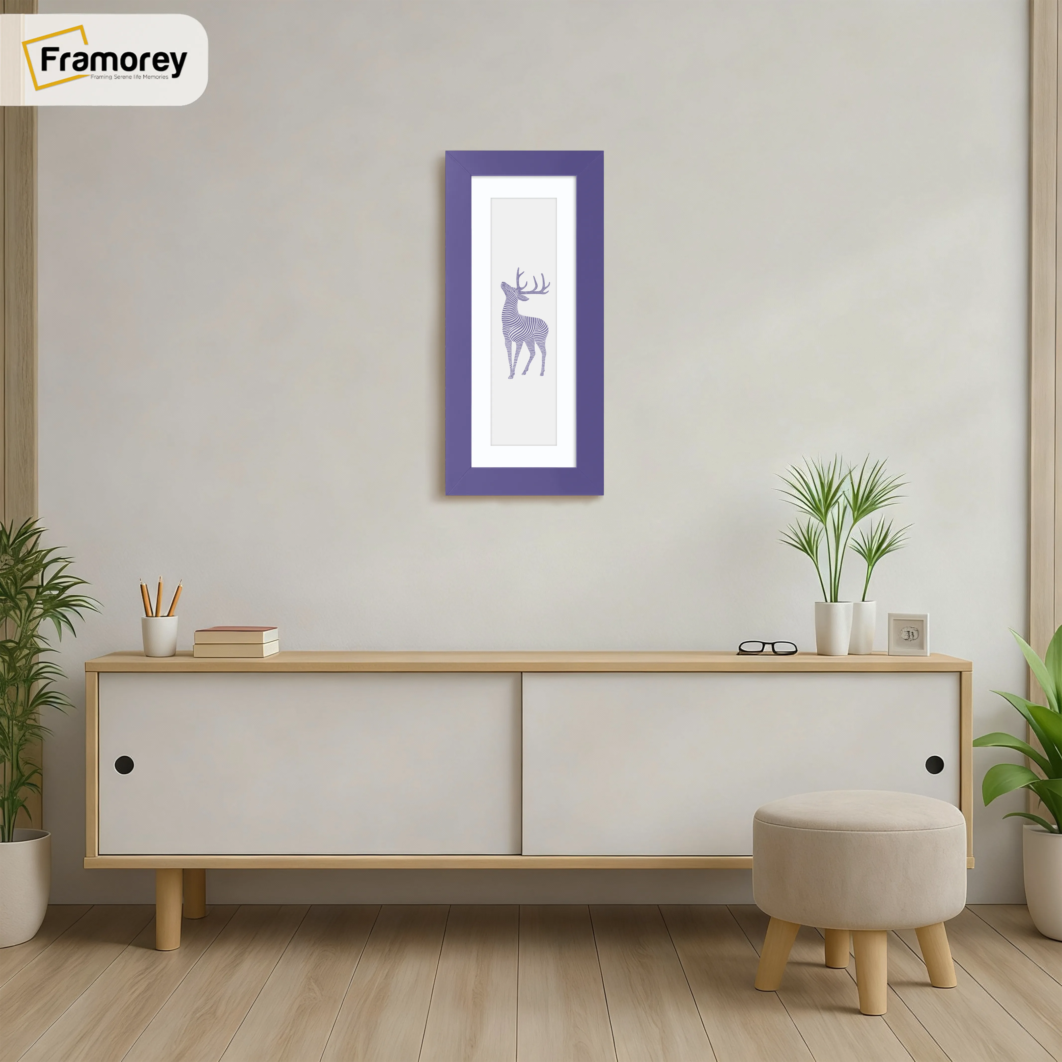 Panoramic Purple Picture Frame With White Mount