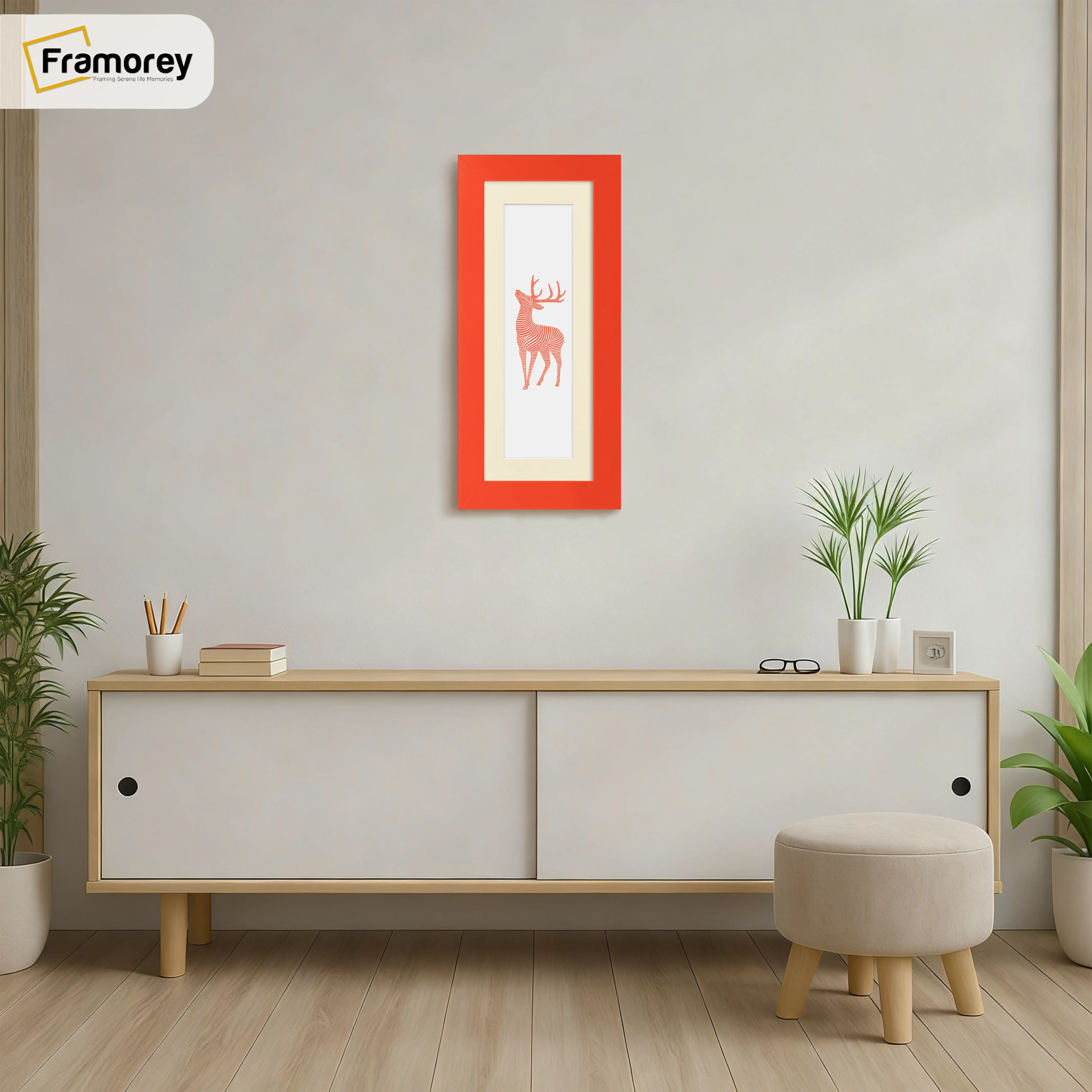 Panoramic Red Picture Frame With Ivory Mount Wall Decor Frame