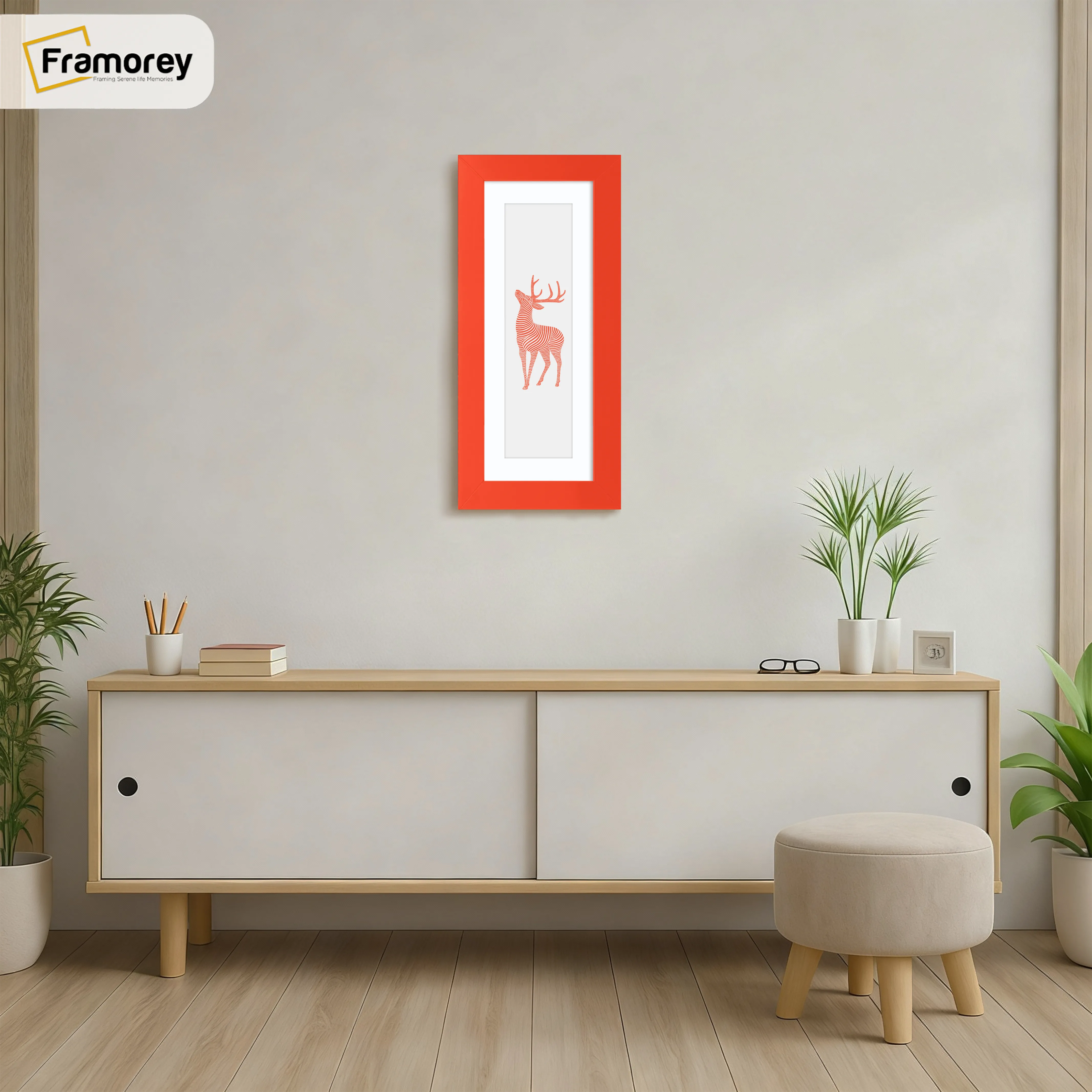 Panoramic Red Picture Frame With White Mount