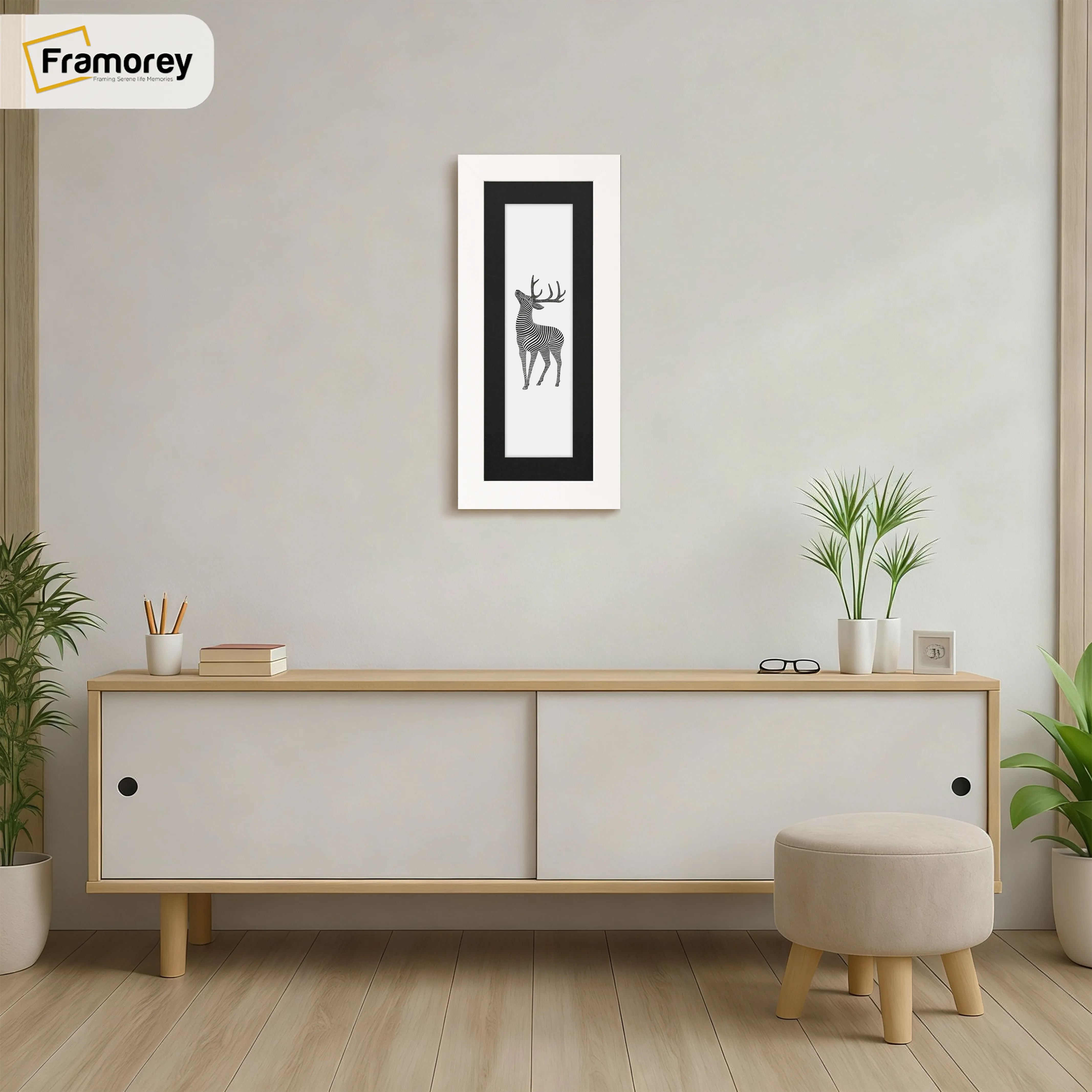 Panoramic White Picture Frame With Black Mount Wall Decor Frame