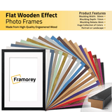 Print photos or posters for a Flat wooden picture frames  with different colors And a molding is place on a right bottom corner.
