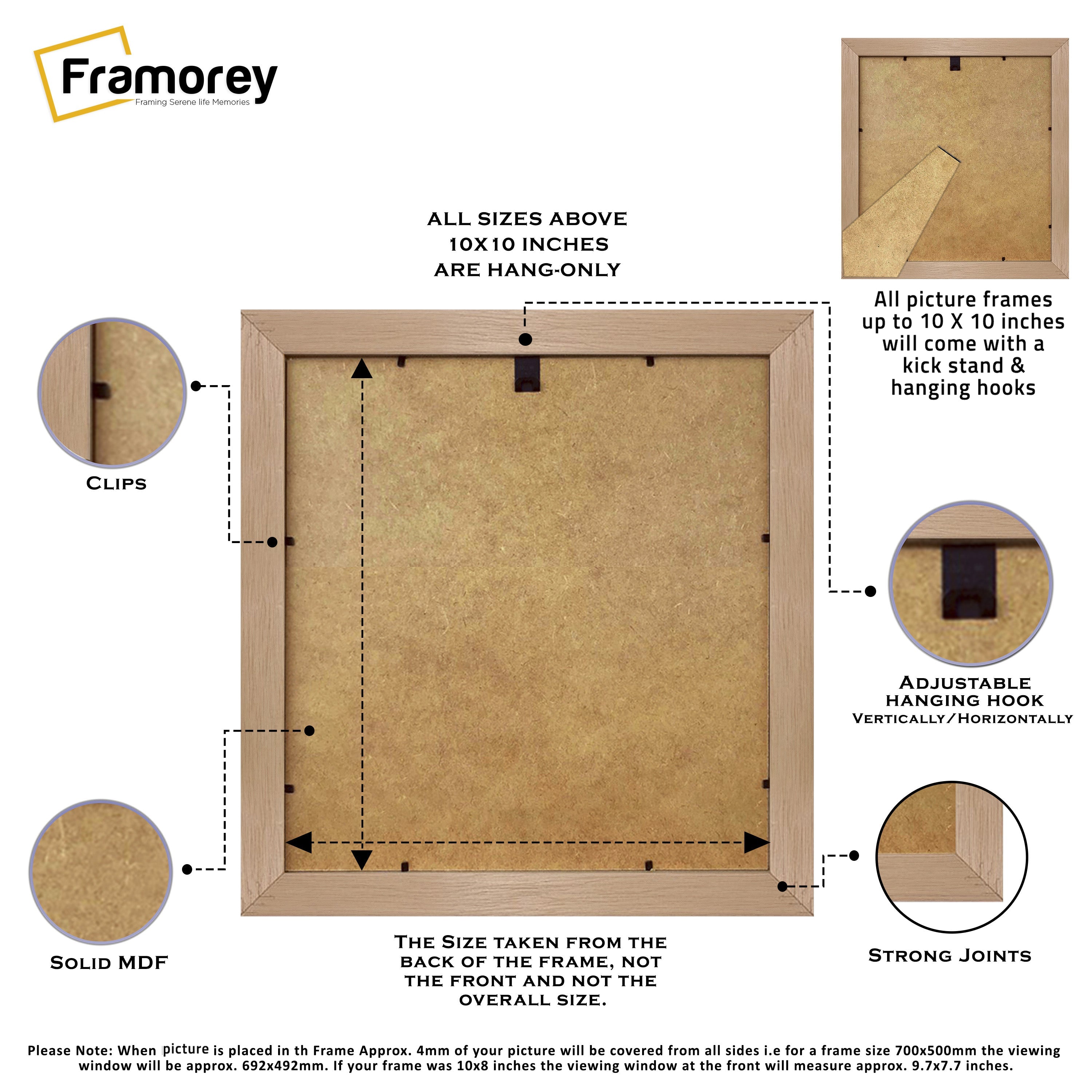 Square Grey Photo Frame Backside View Poster Frame Highlighting it's Features