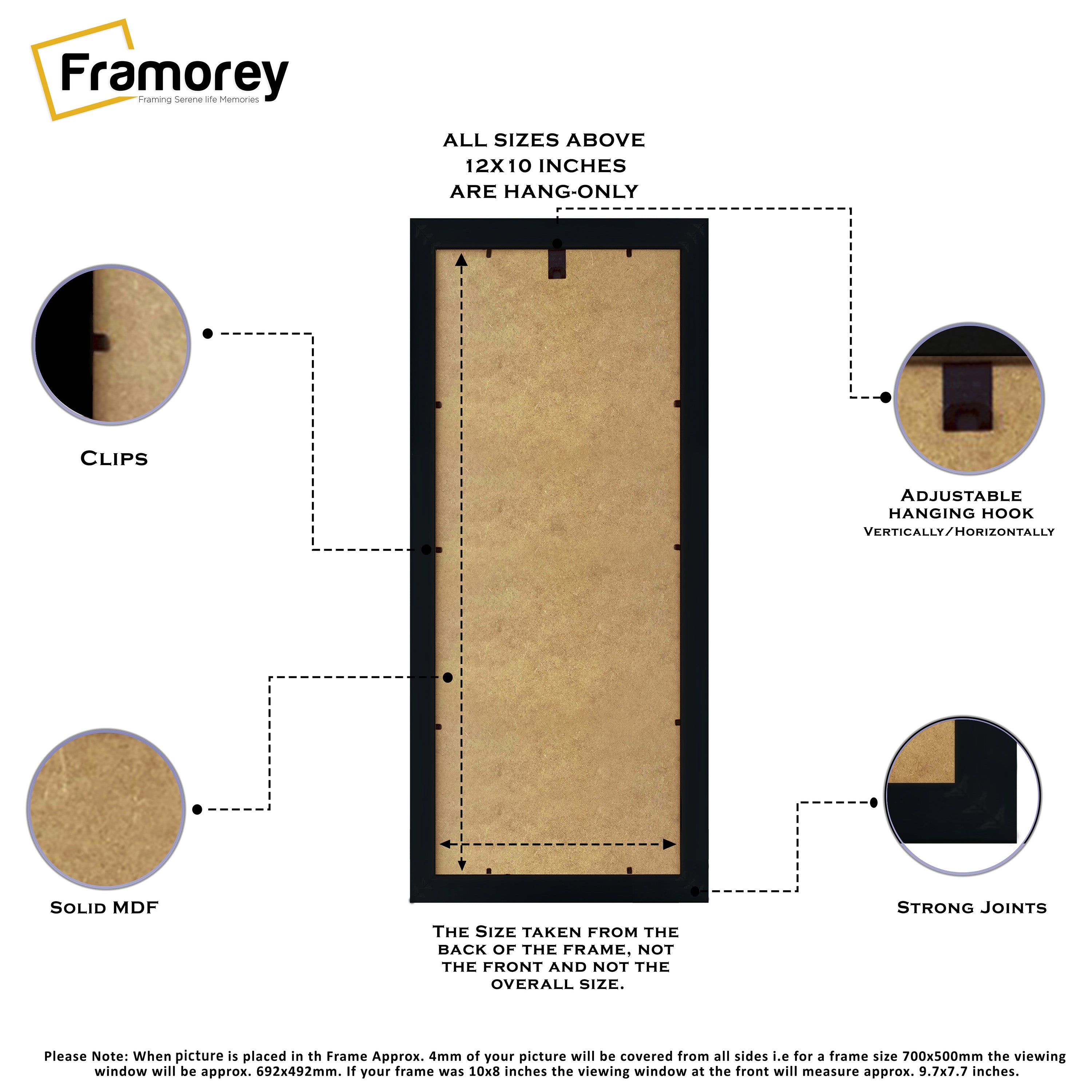 Panoramic Size Glitter Sparkle Black Photo Frames With Ivory Mount