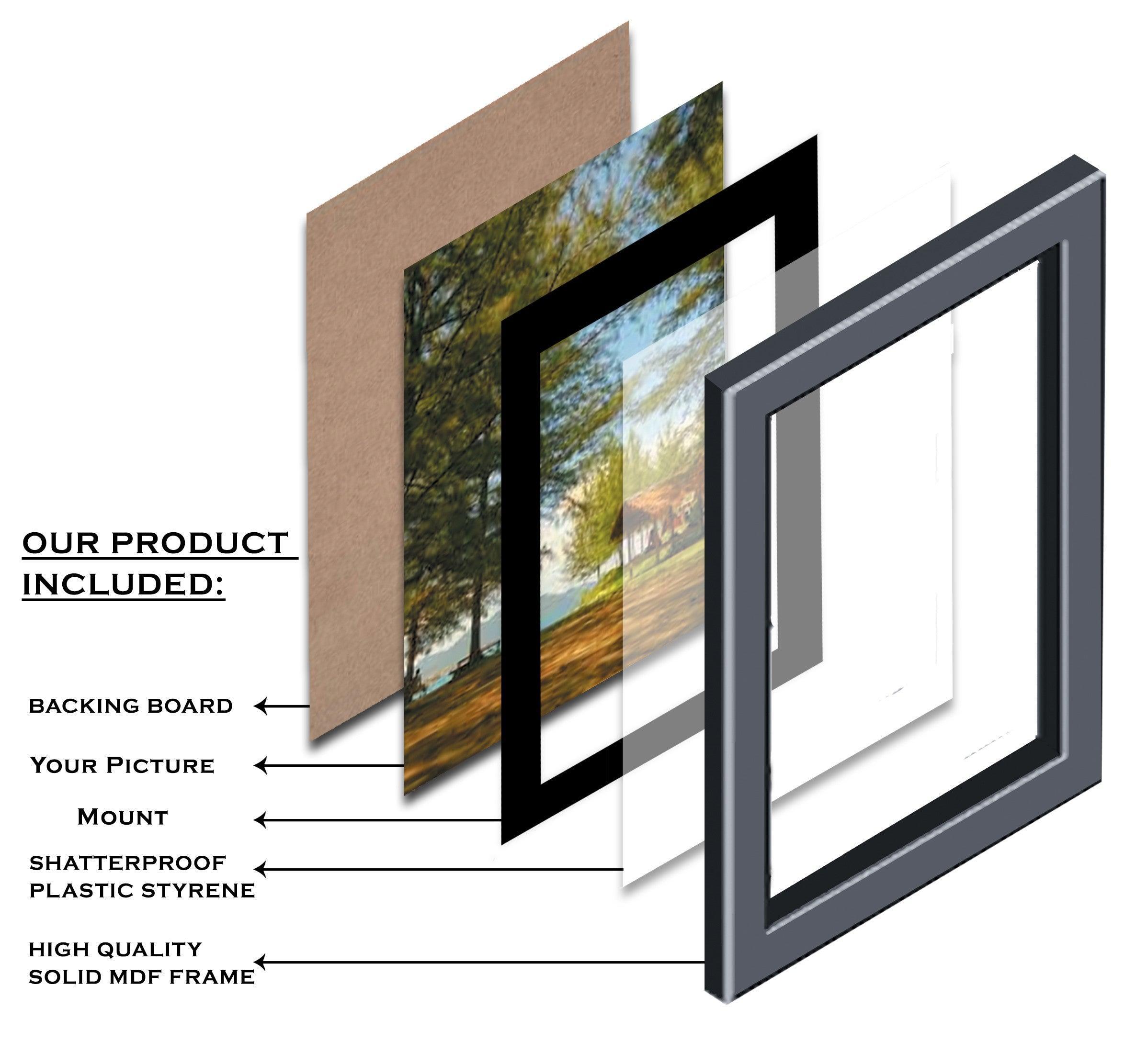Square Size Oak Photo Frame With Black Mount Picture Frames 24MM - FRAMOREY