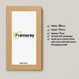 Front view Panoramic Size Oak Poster Frames with some details.