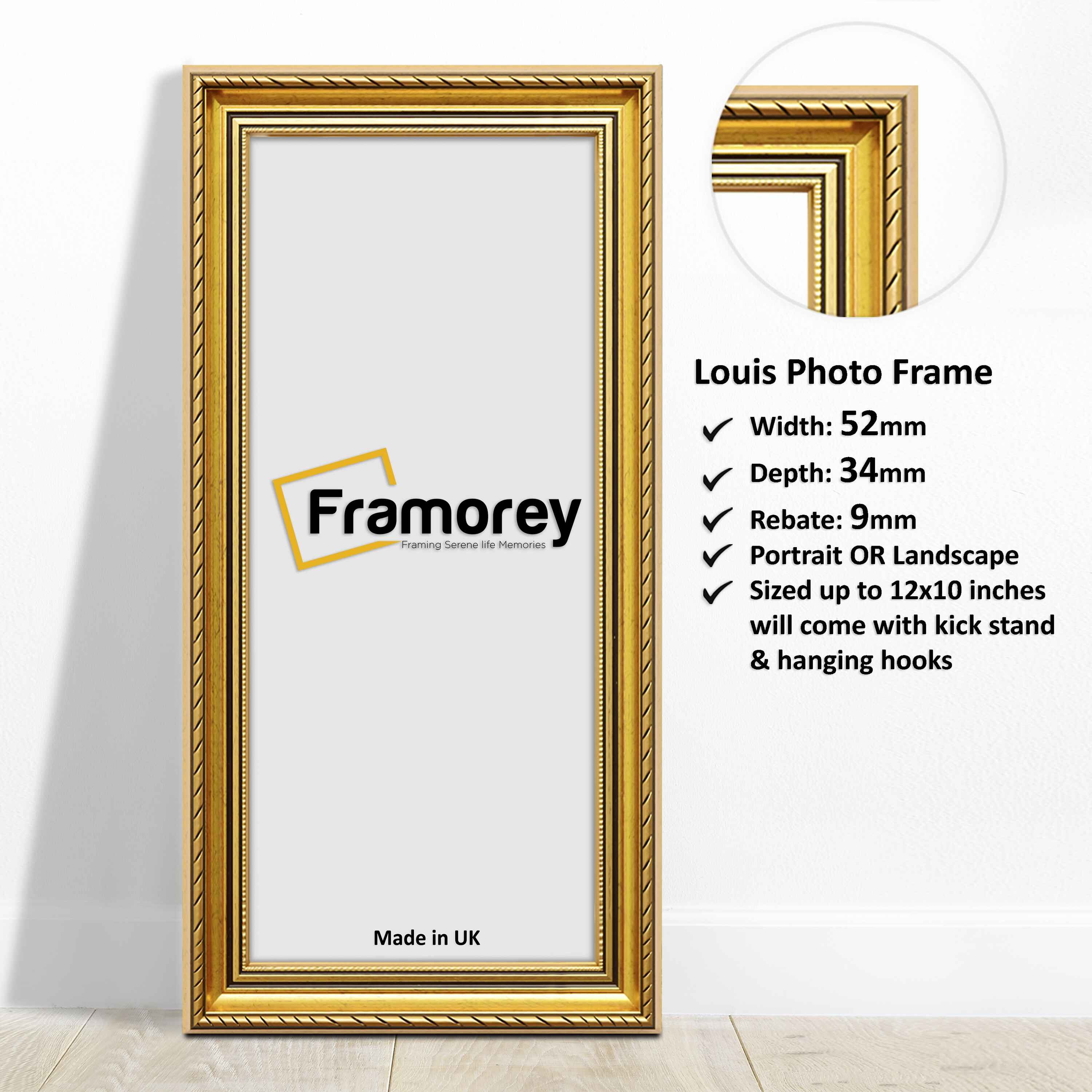 Panoramic Size Louis Black Gold Maxi Art Poster Frames Picture Frames
