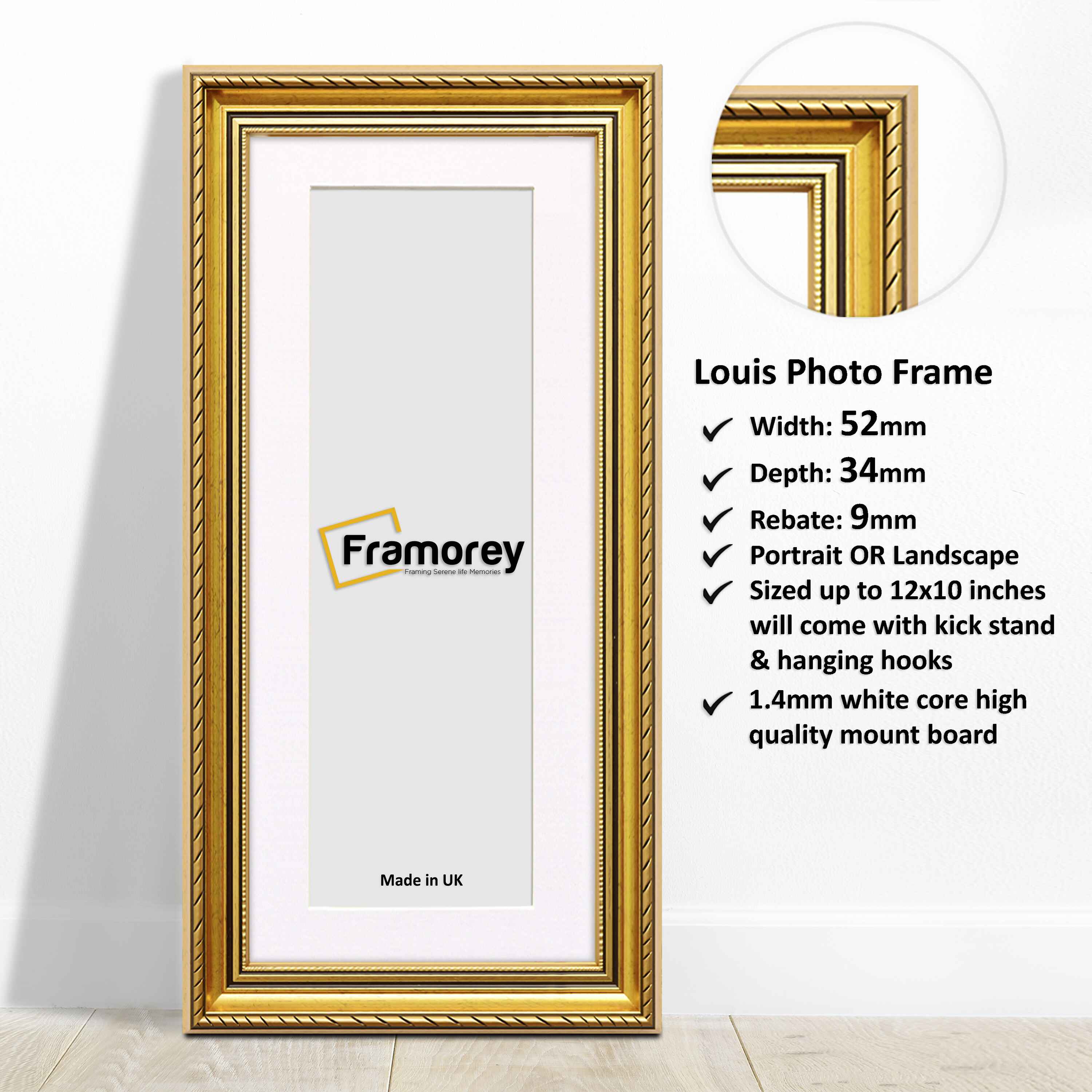 Panoramic Size Louis Black Gold Maxi Art Poster Frames Picture Frames With White Mount