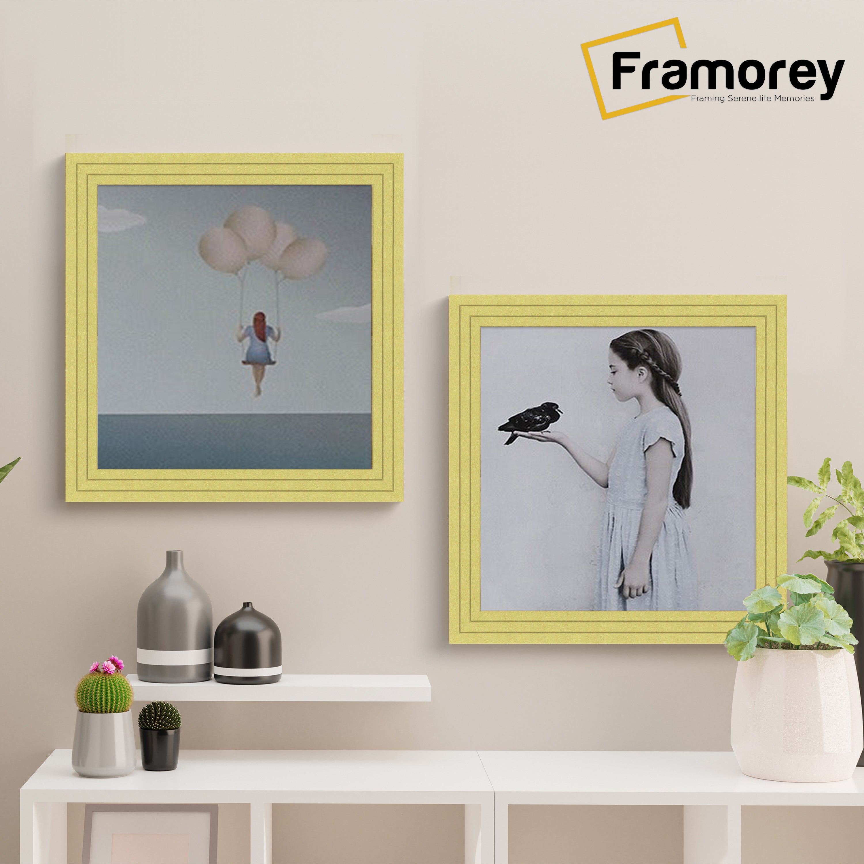 Step Style Square Size Gold Picture Frame Wall Art Poster Frame