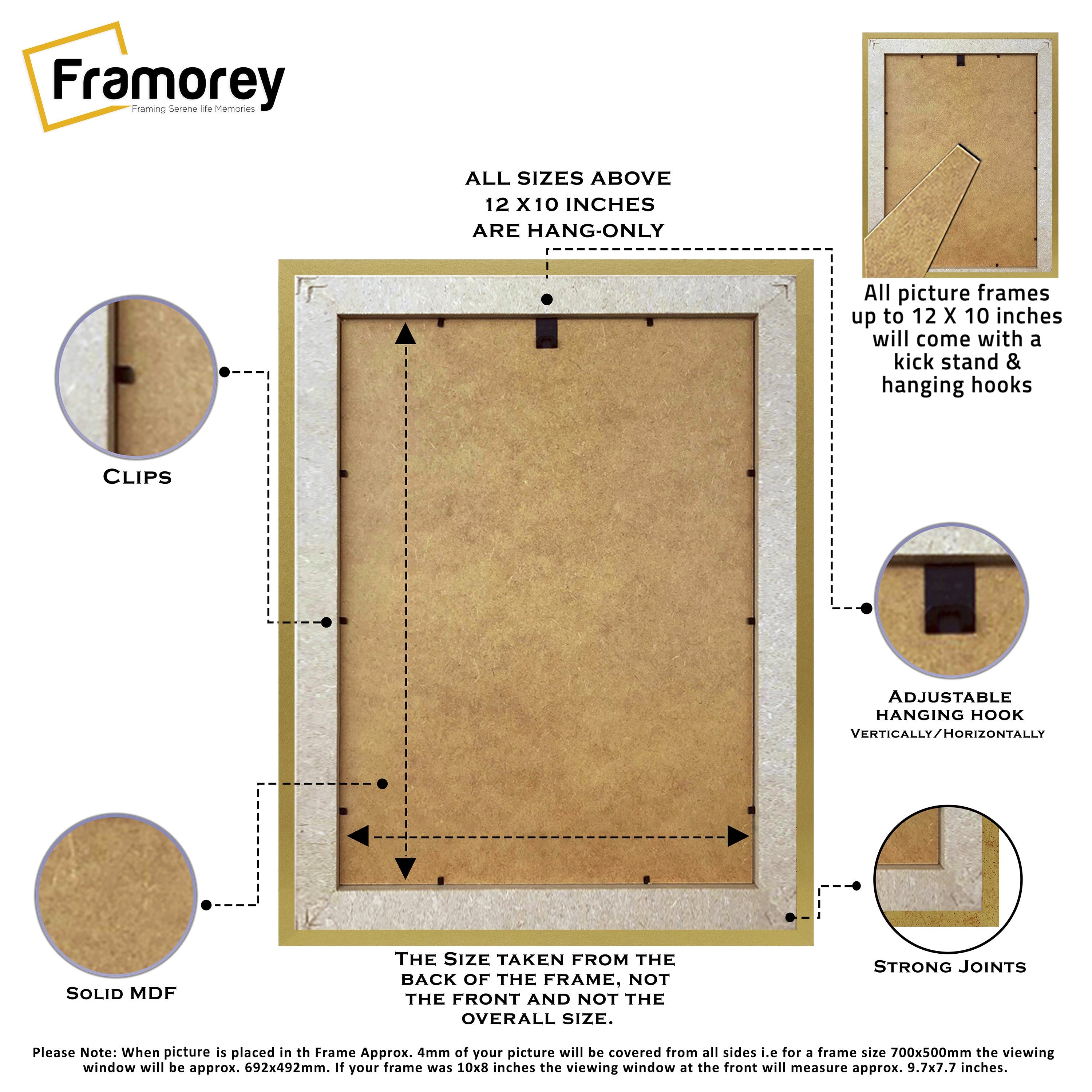 Gold Picture Photo Frames Handmade Wooden Effect Poster Frames With Ivory Mount